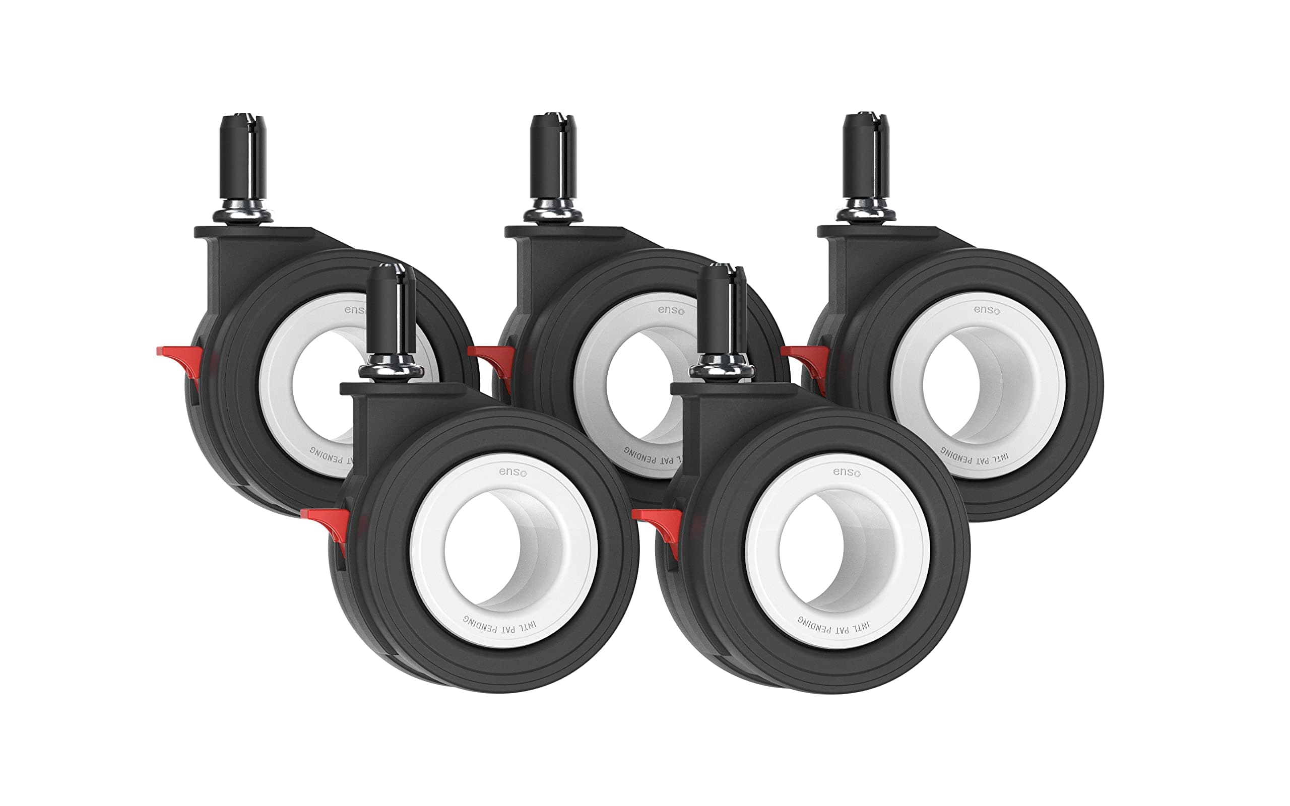 EnsoMotion Office Chair Replacement Braking Caster Wheels, 70 Rokku Mu Series - White (Set of 5)