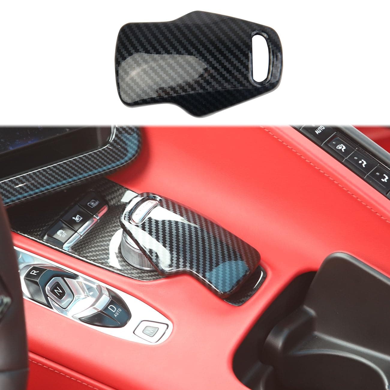 crosselec Carbon Fiber Gear Shift Panel Cover Trim for Chevrolet Corvette C8 2020-2023(Gear Shift Head)