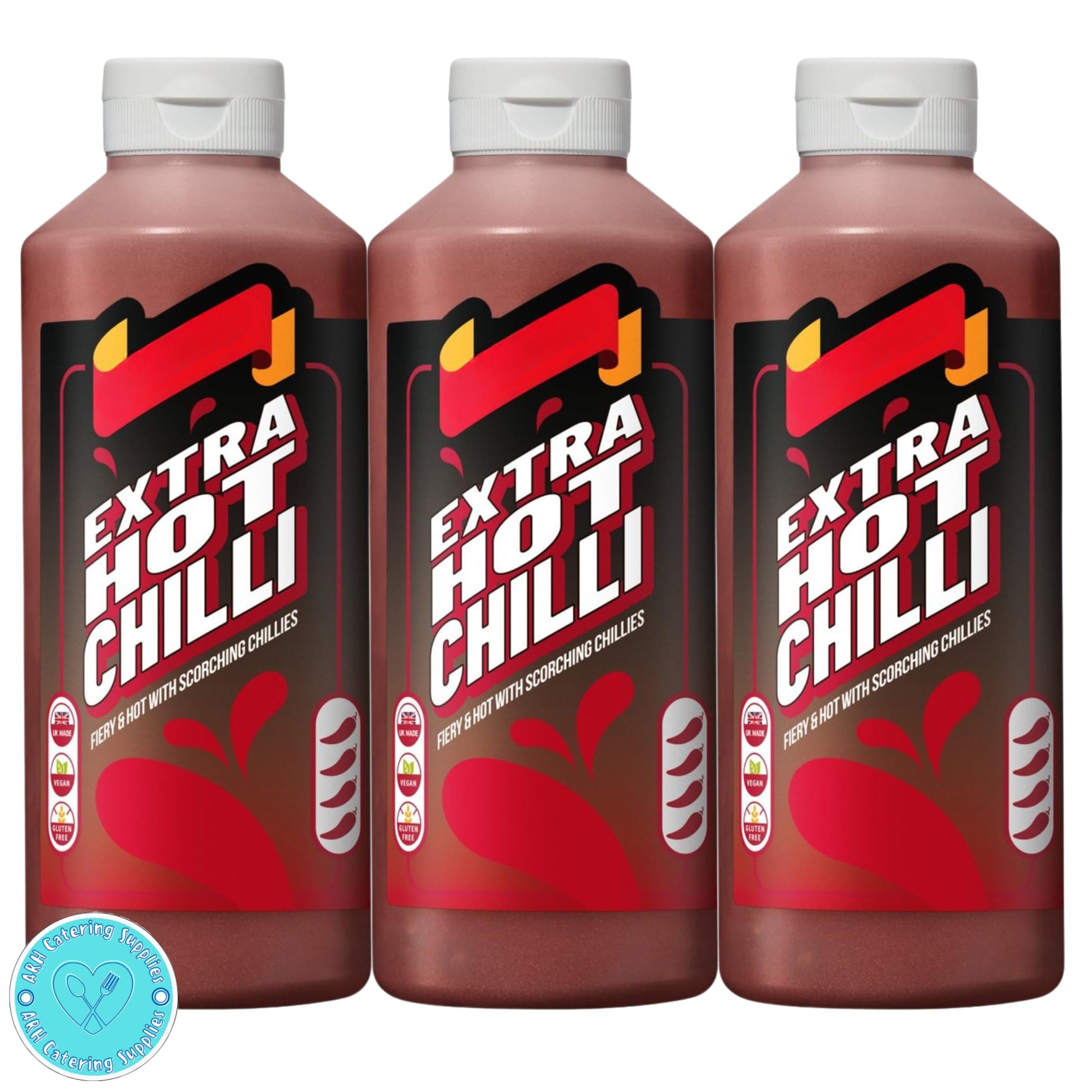 Extra Hot Chilli Squeezy Sauce 500ml x3