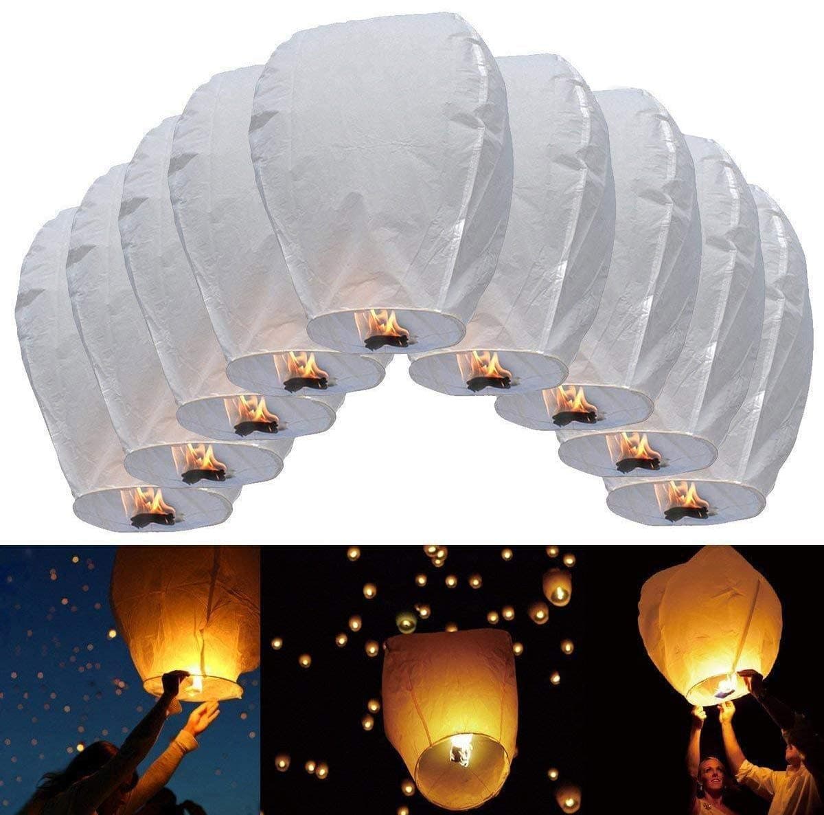 Sky lanterns,China sky ballons - 9 pcs,white