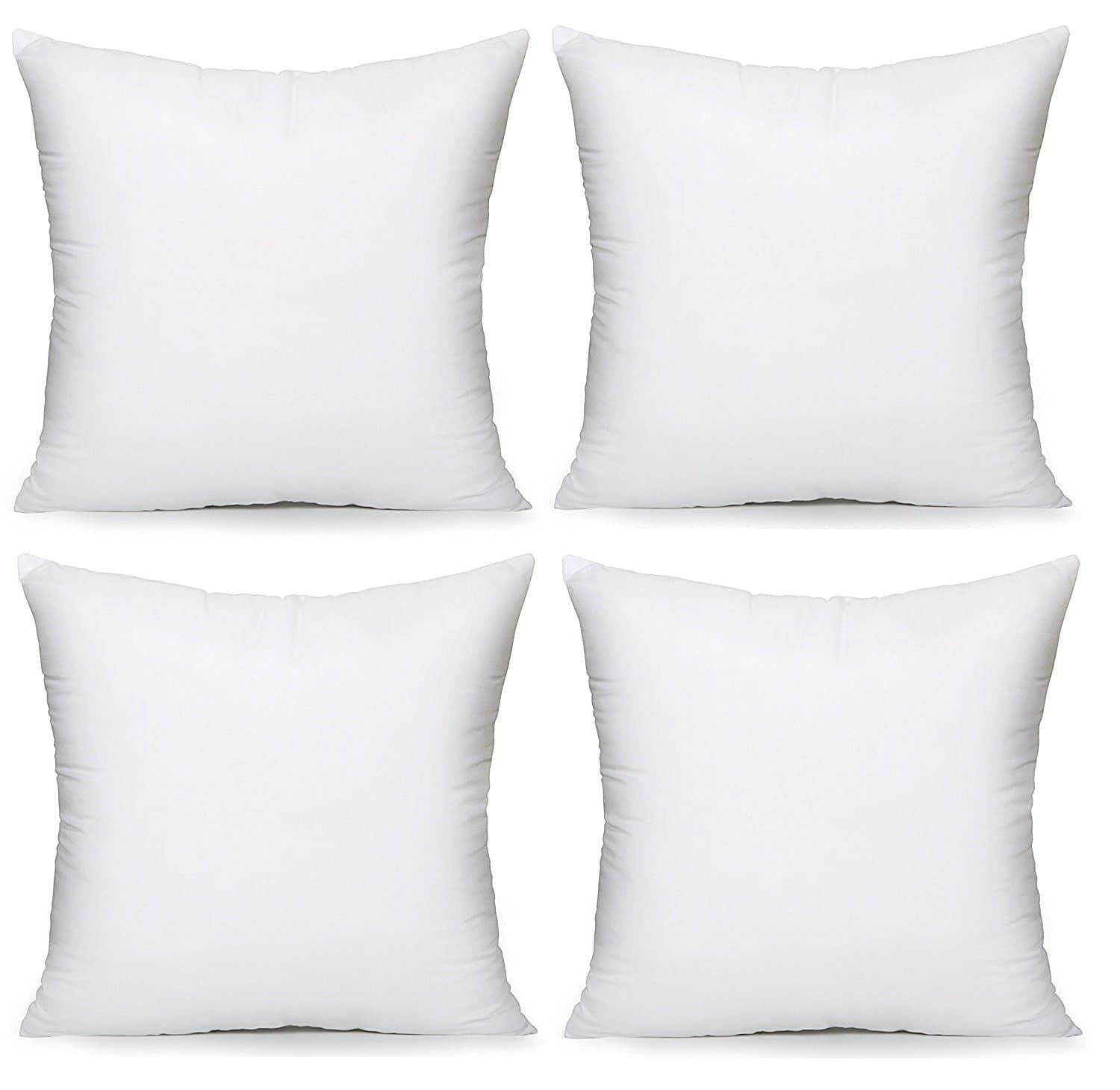 UK Care Direct Pack of 4 Cushion Inserts 45cm x 45cm - 18 x 18 Cushion Insert - White Square Cushions; Hypoallergenic Cushion Inner - Bounce Back Cushion Pads for Sofa & Couches - Pack of 4