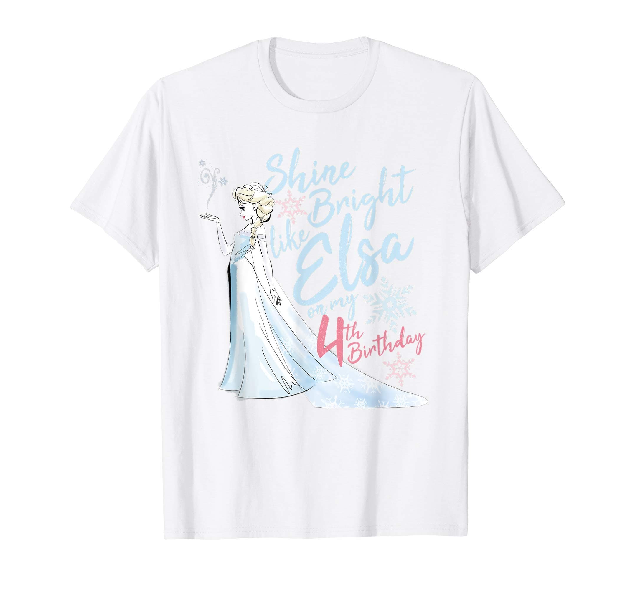 DisneyFrozen Elsa Shine Bright On My 4th Birthday T-ShirtOEKO-TEX STANDARD 100