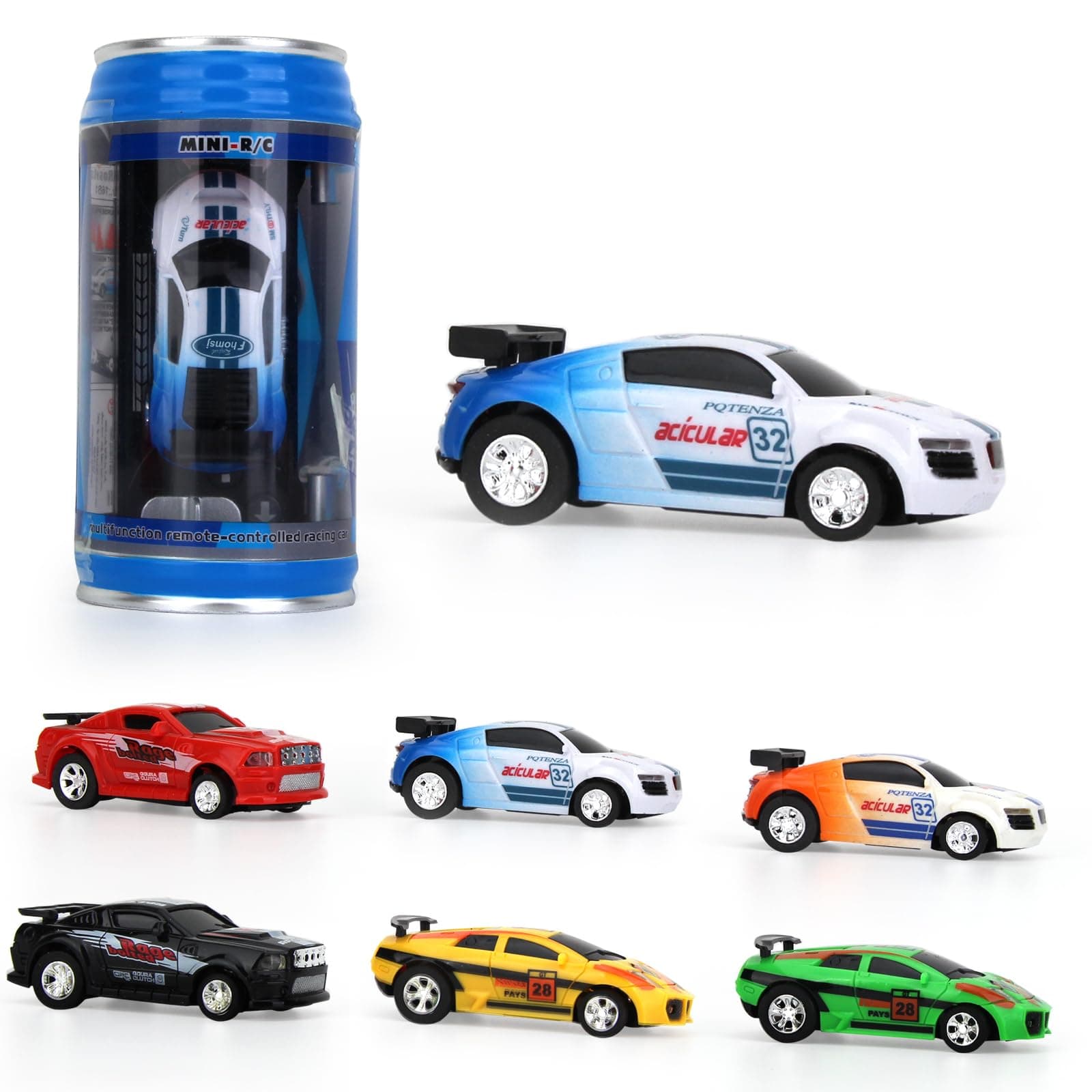 haomsj Mini Coke Can Speed Rc Radio Remote Conrtol Micro Racing Car with Led Lingts Kids Toys Gift (1PC)