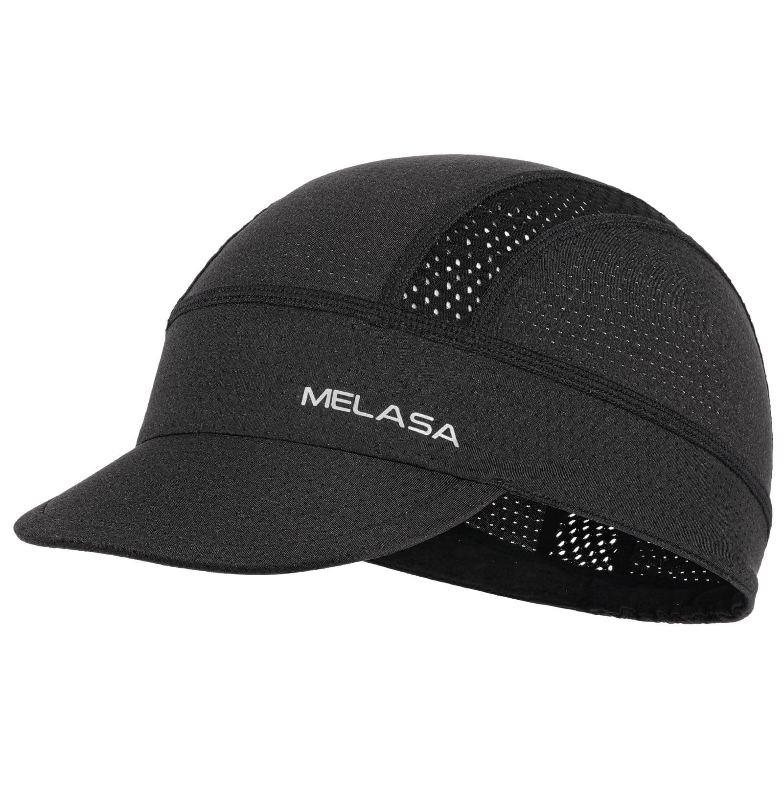 MELASA Cycling Cap, Cooling Skull Cap Helmet Liner with Sun Visor, Sun Protection Running Bike Cap for Men Women Under Helmet
