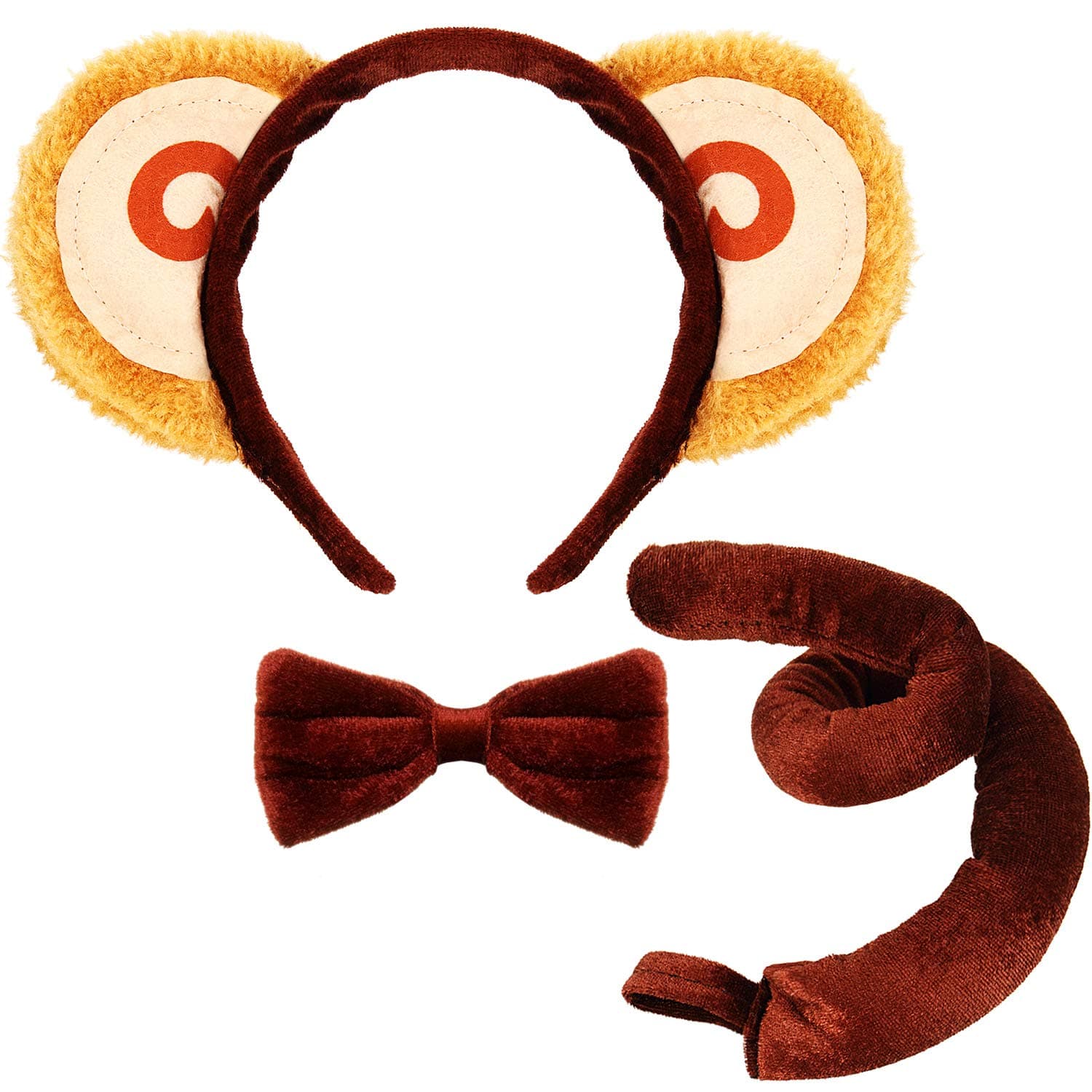 NormeNorme Giraffe Ears Nose Tail and Bow Tie Giraffe Dress Costume Kit Accessories for Christmas Party Costume Partie Halloween Cosplay(Monkey Costume)
