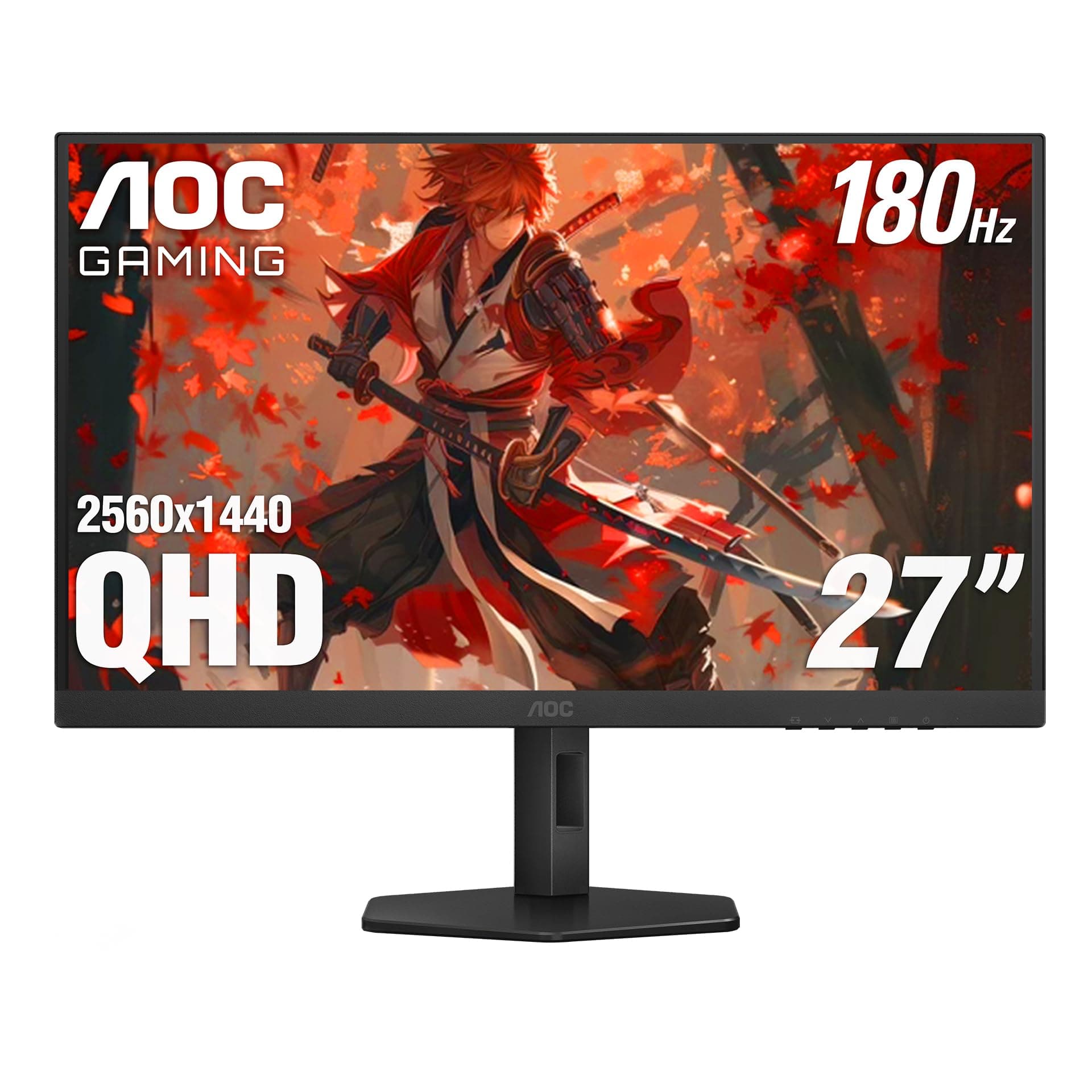 Q27G4XN 27" Gaming Monitor, 2K QHD 2560x1440, 180Hz 1ms, Adaptive-Sync, Height Adjustable, 2X HDMI 2.0, 1x Display Port, Xbox/PS5/Switch Ready, 3-Year Zero-Bright-dot