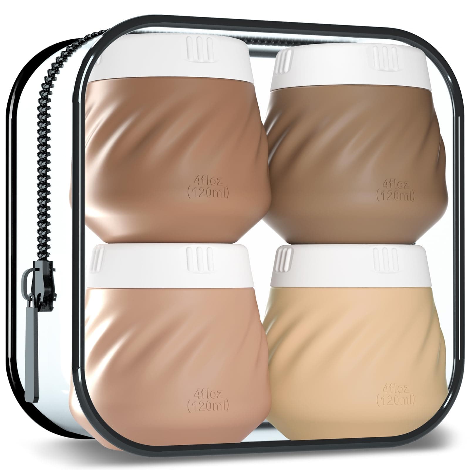 Gemice Travel Containers for Toiletries, Silicone Cream Jars TSA Approved Travel Size Containers, Leak-Proof Travel Accessories with Lid for Cosmetic Face Body Hand Cream (4 Pack)