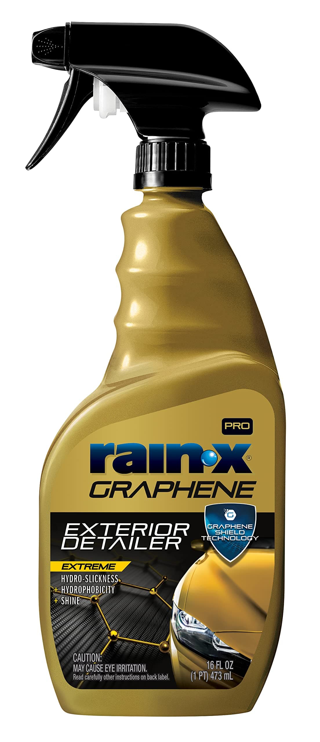 Rain X Pro 620179 Graphene Exterior Detailer Spray, Graphene Shield Technology, Gently removes Light contaminants and Dirt, enhances Gloss and Shine, 16 oz., gold