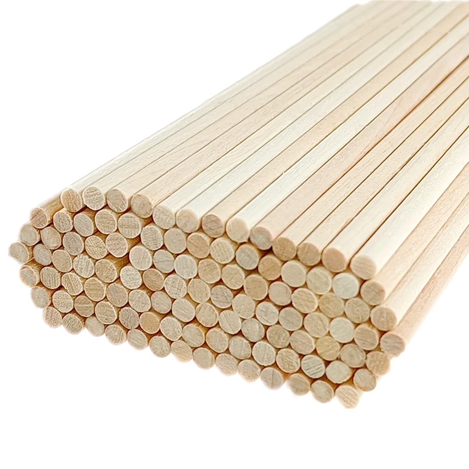 100 Packs Dowel Rods 15cm x 4mm Craft Sticks Unfinished Natural Wood for DIY Craft and Art Work