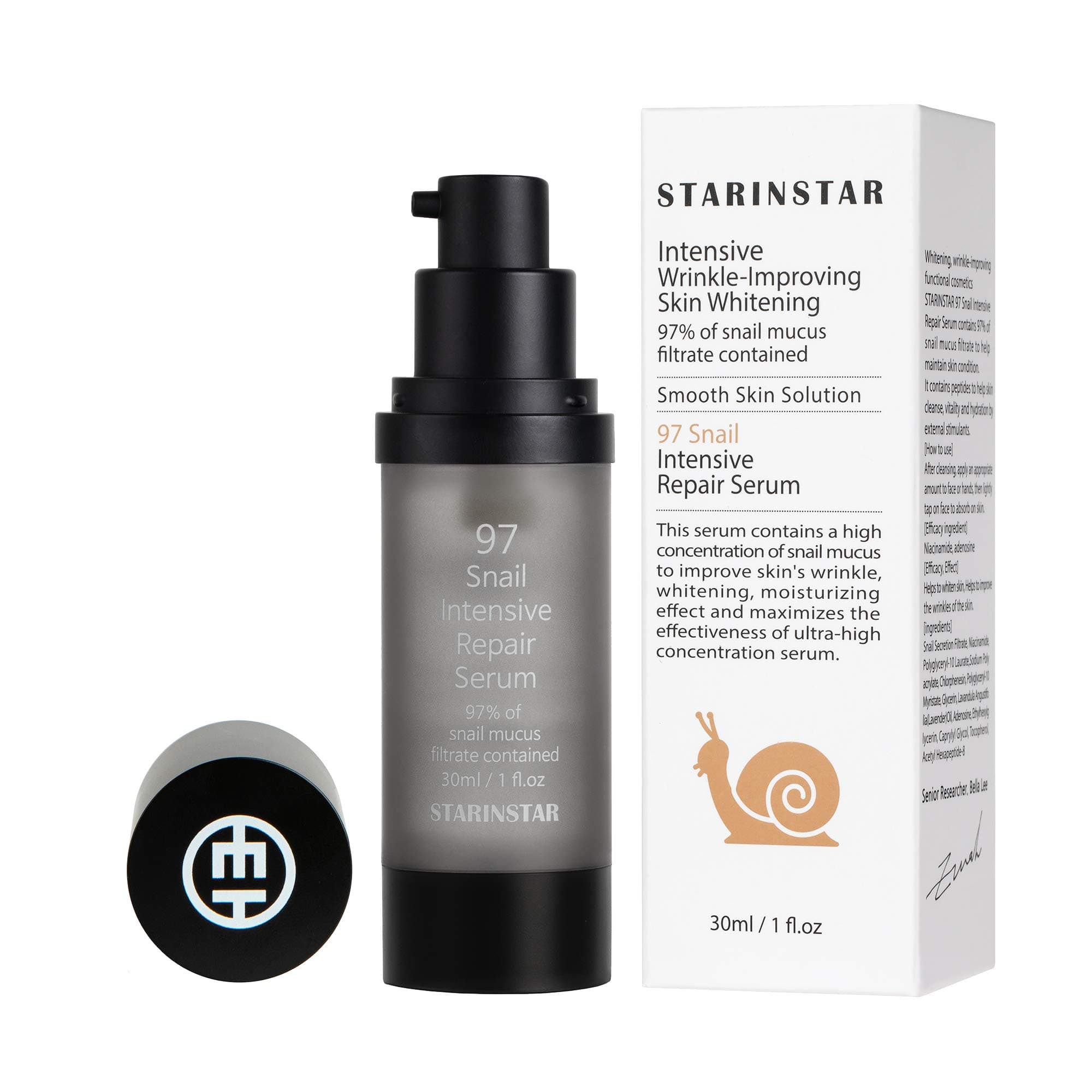 MOYAMOYA 97 Snail Intensive Repair Serum, 97% of snail mucus filtrate with lavender oil 500ppm and peptide 100ppm, 30ml/1 fl.oz