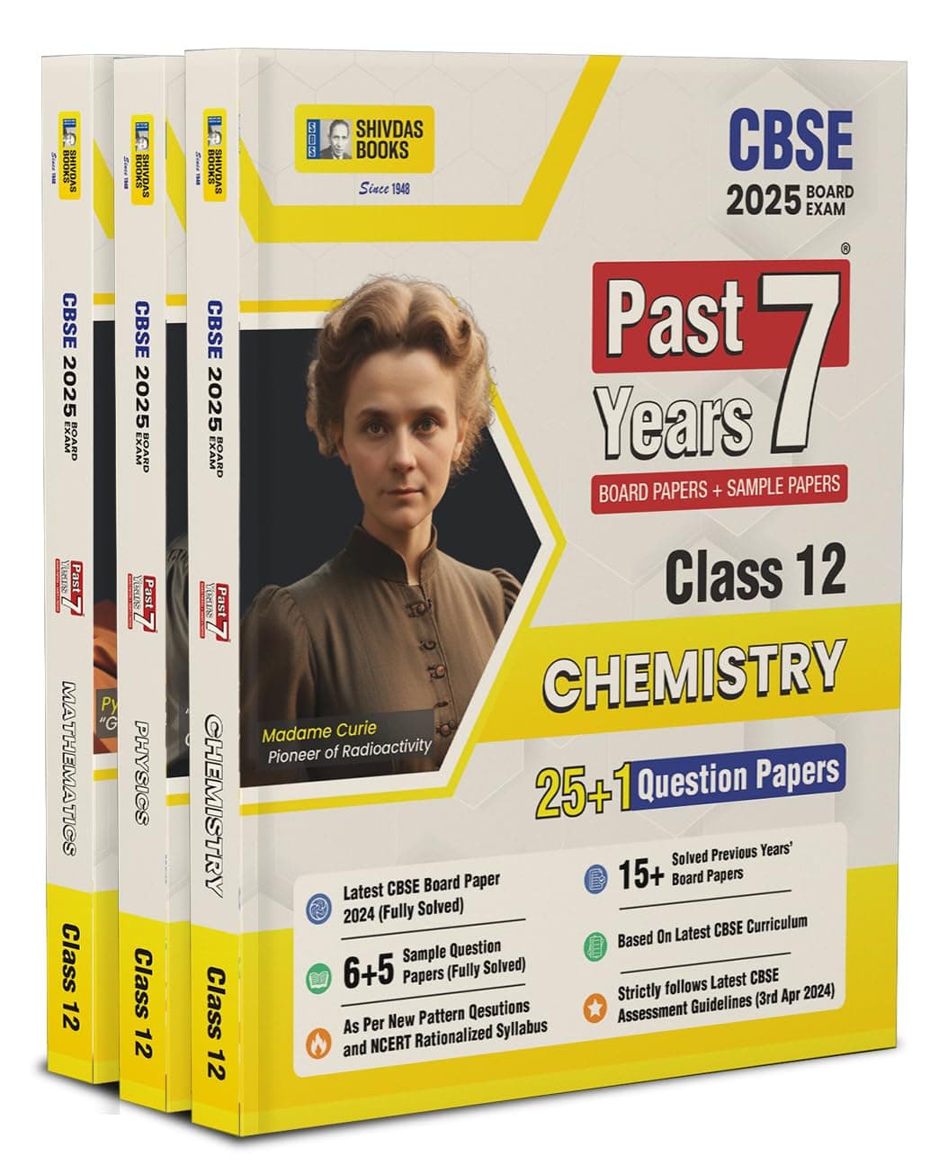 Shivdas CBSE Class 12 Question Papers (2015-2024) Fully Solved Science Stream Combo Physics,Chemistry,Mathematics & (45+) CBSE Sample Papers for 2025 Board Exams,Latest Syllabus