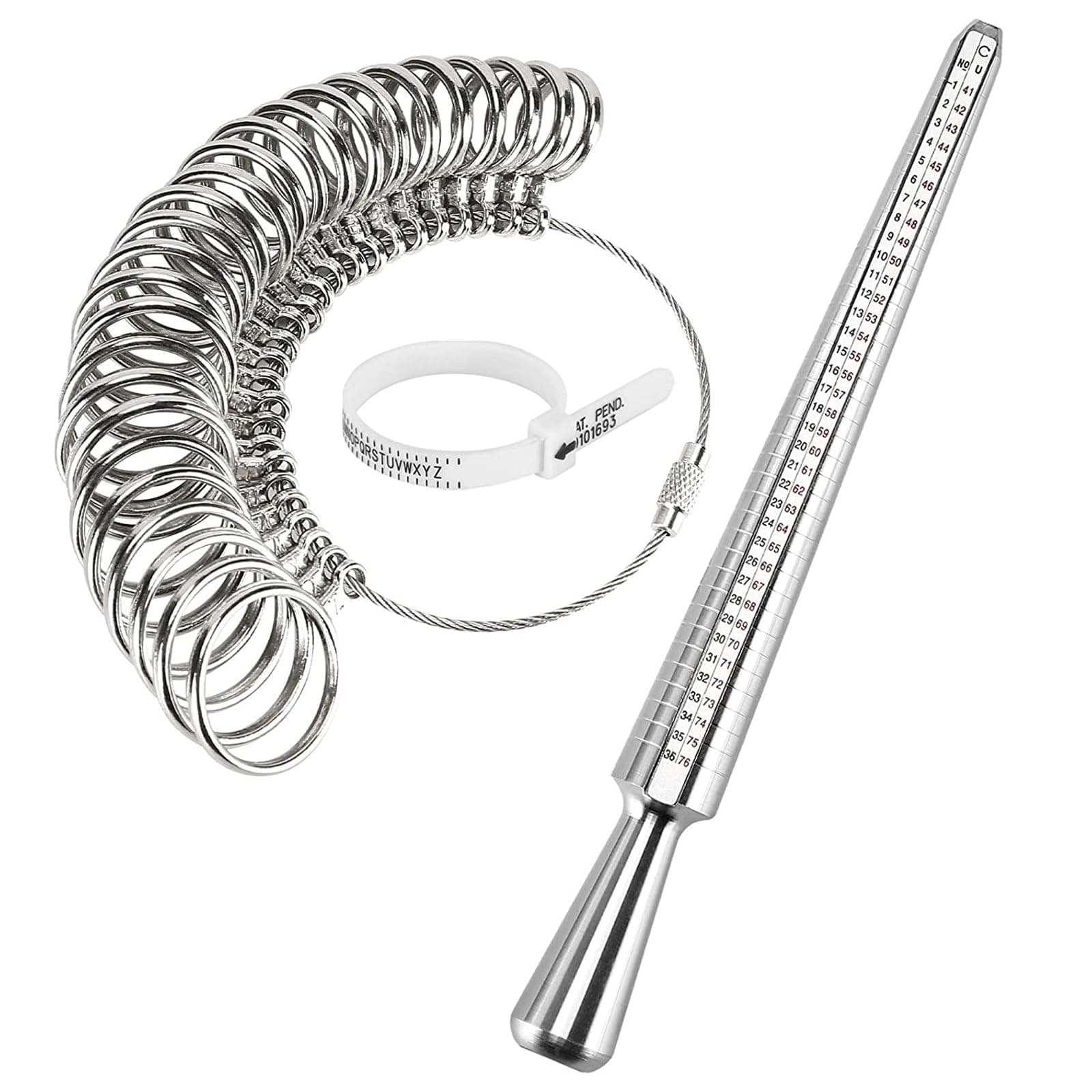 Ring Sizer UK Ring Measurement Tool, Aluminum Ring Mandrel Dual Size Measuring Finger Gauge A-Z Metal Steel Jewellery Tool Measure Scales Kit for Women Men Rings