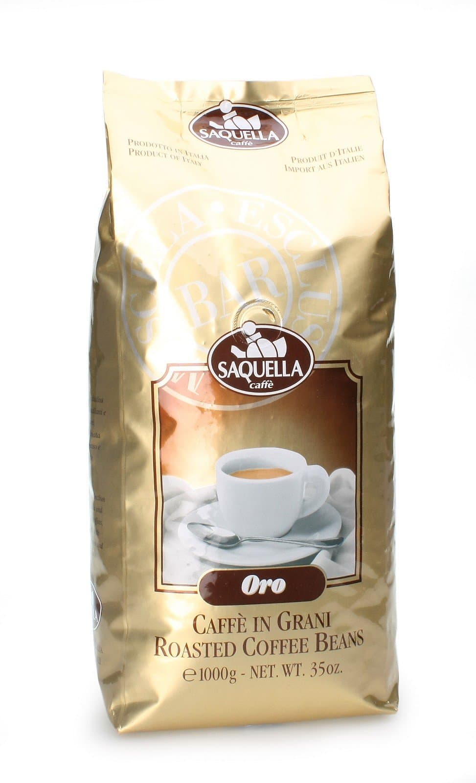 Saquella Espresso "ORO" Slow Roasted Gourmet Italian Espresso Coffee Beans 1kg