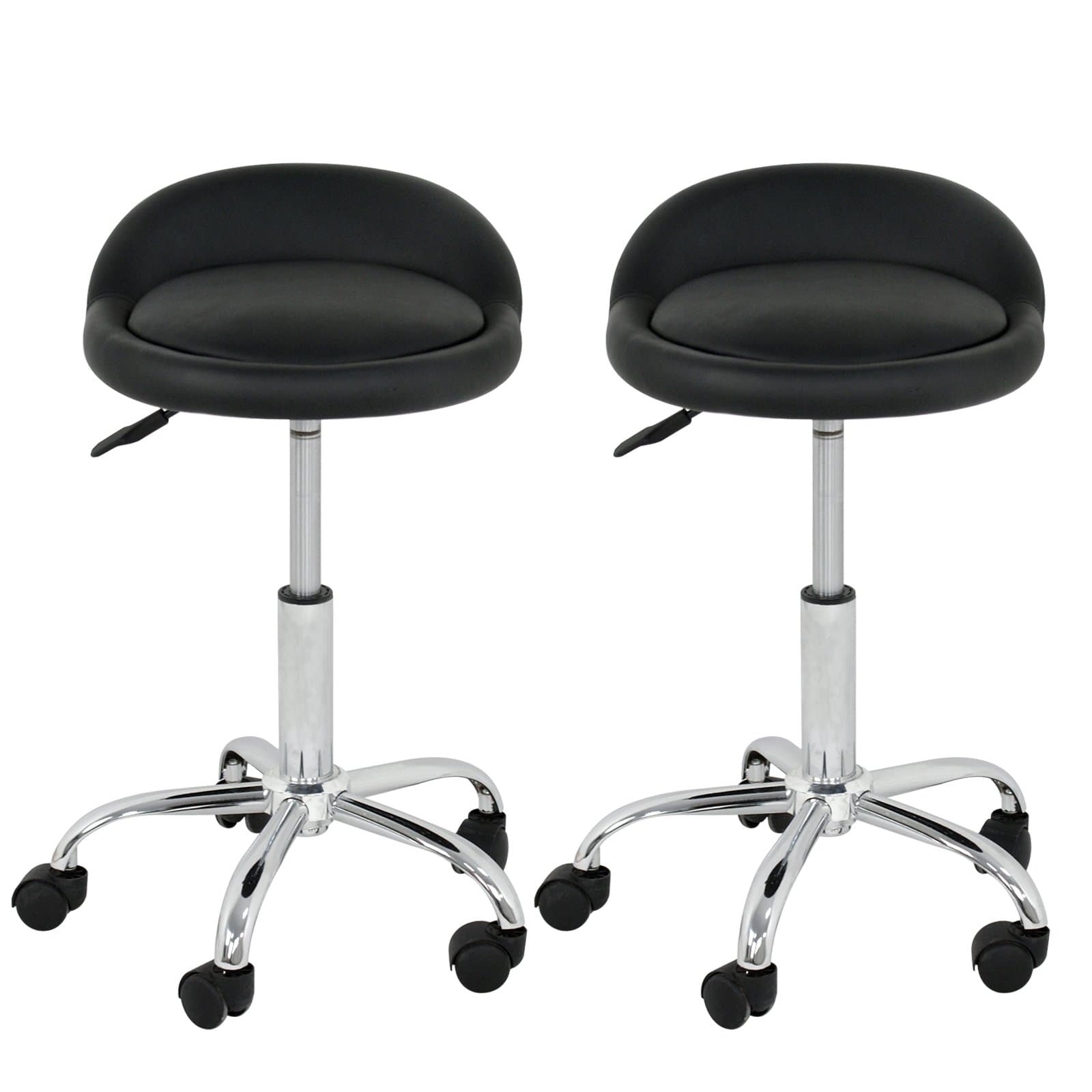 SUPER DEAL Adjustable Height Hydraulic Rolling Swivel Stool Tattoo Facial Massage Spa Salon Medical Stool with Back Rest (2PCS)
