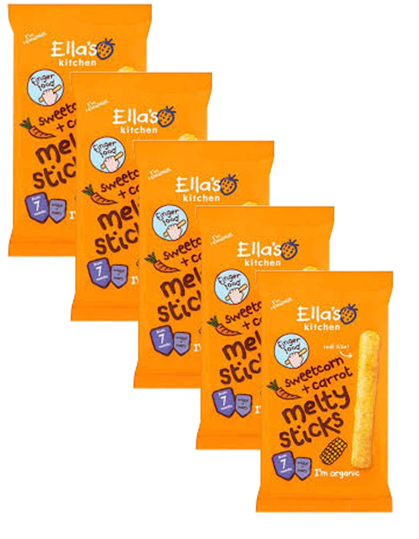 Ella's Kitchen Sweetcorn and Carrot Melty Sticks from 7 Months, 17 g (5 Pack)