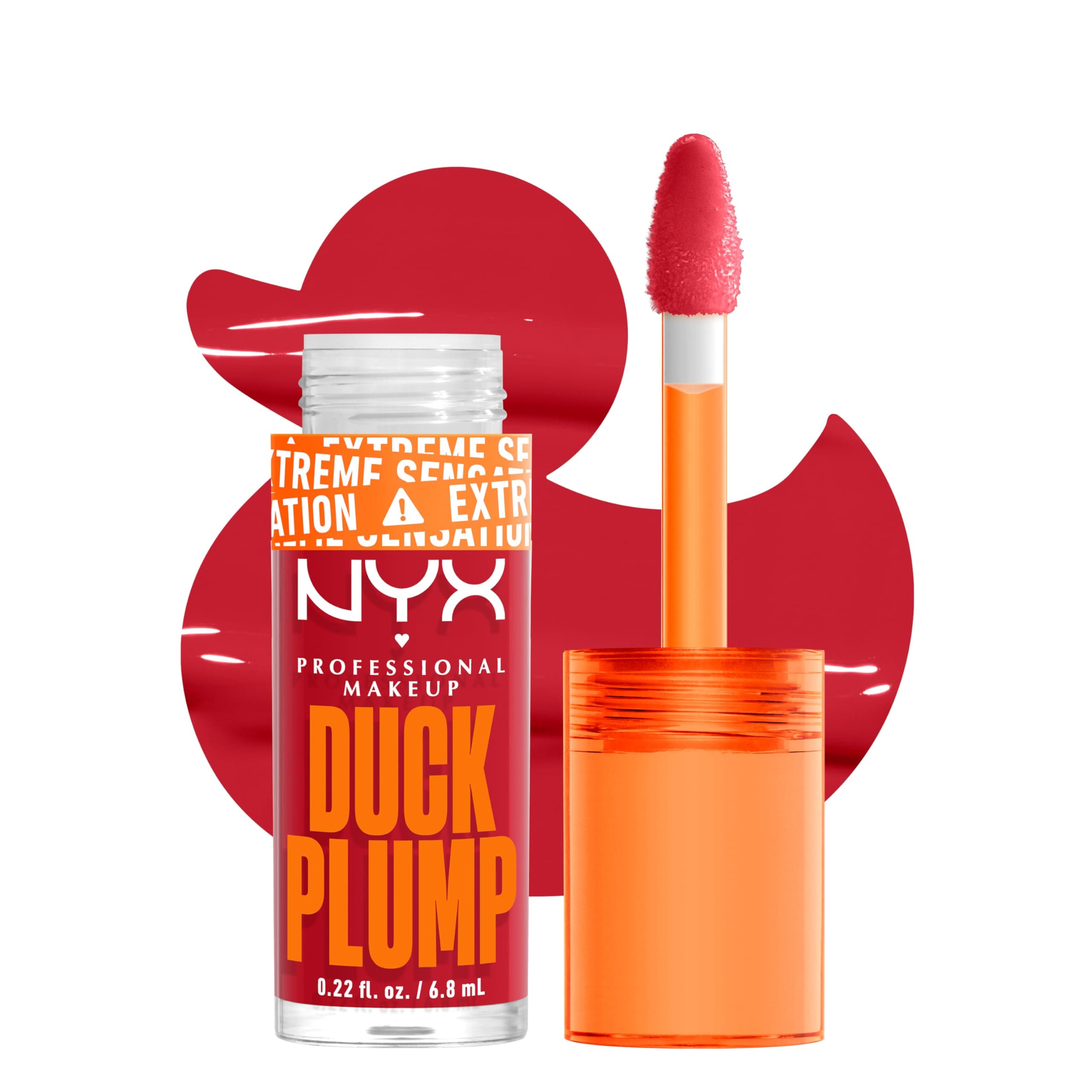 NYX PROFESSIONAL MAKEUP Duck Plump High Pigment Plumping Lip Gloss with Spicy Ginger, Vegan Lip Makeup - Cherry Spice (Transparent Red)