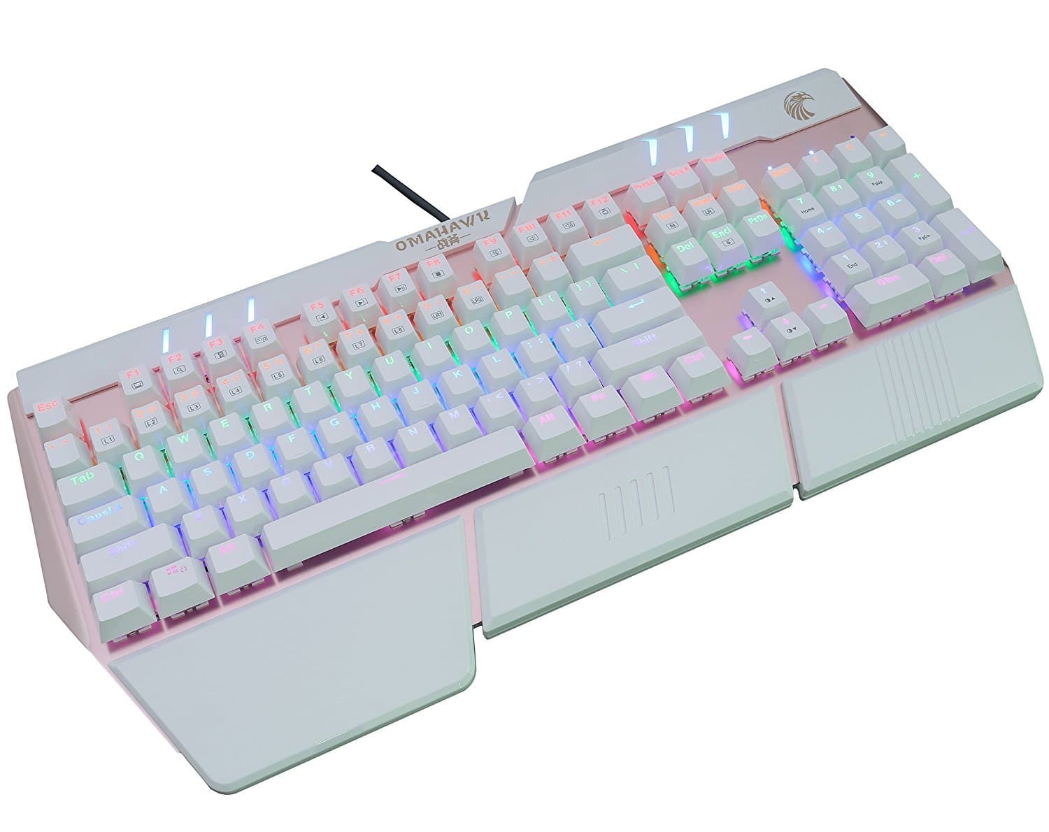 Mechanical Gaming Keyboard, 104 Key No Conflict Waterproof Blue Switches Rainbow Keyboard