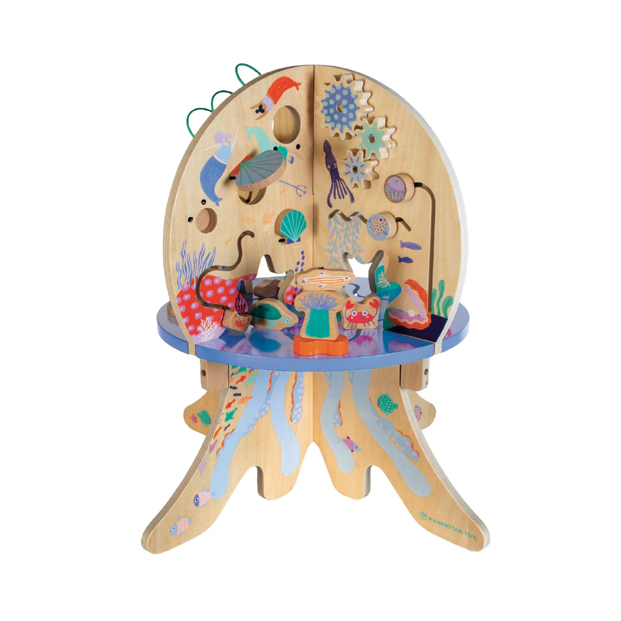 Deep Sea Adventure Wooden Toddler Activity Center with Clacking Clams, Spinning Gears, Gliders and Bead Runs