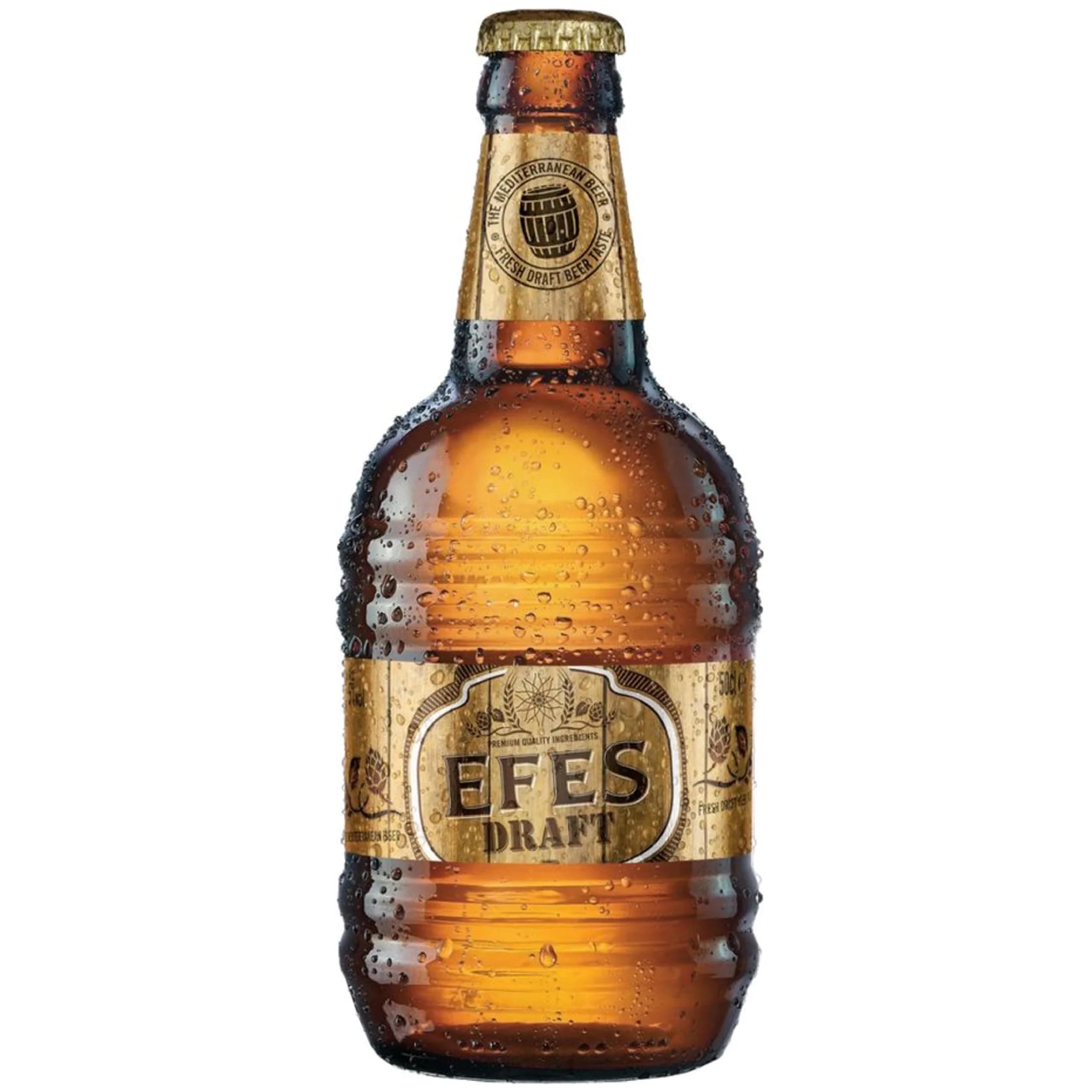 EFES Draft Lager Beer 12 x 500ml Barrel-Shaped Bottles, 5 percent ABV β Fresh Draught Taste β Turkish Beer - Optimal Served Chilled for BBQs, Parties and Mediterranean Food