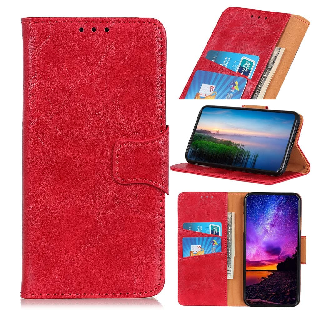 HDOMI OPPO Realme XT Case,High Grade Leather Wallet whith [Card Slots] Flip Cover for OPPO Realme XT (Red)