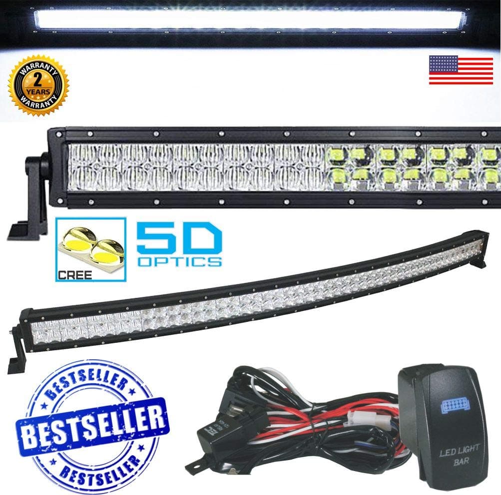 Arsenal #1 LED Light Bar 5D 42 inch Curved Pro Optics 240W 5D=400W 40,000LM CREE LED Light Bar 5D Spot Flood Combo Beam for Xtreme Offroad Trucks UTV SUV 4x4 Polaris Razor 1000 Raptor