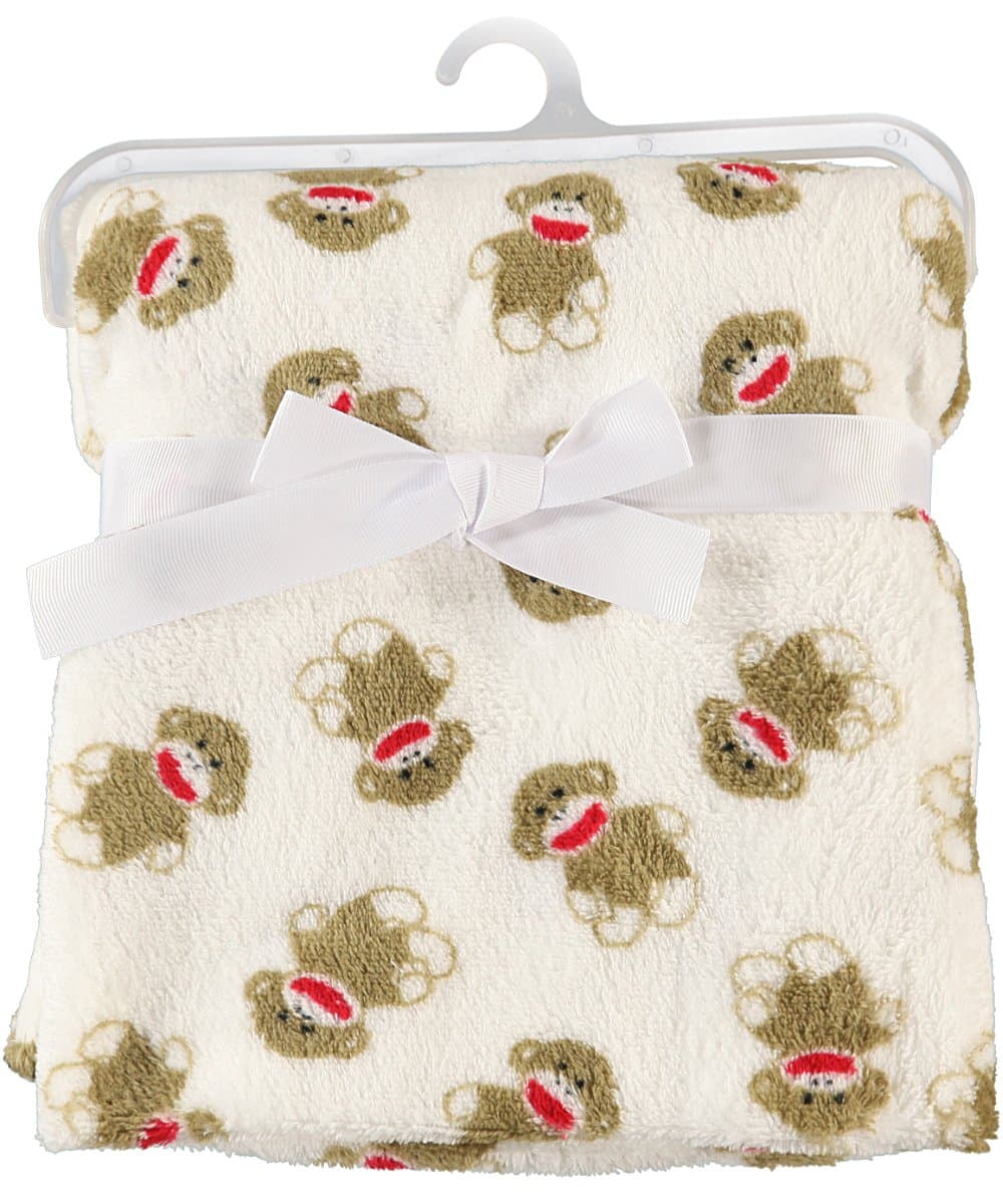 Sock Monkey Plush Baby Blanket