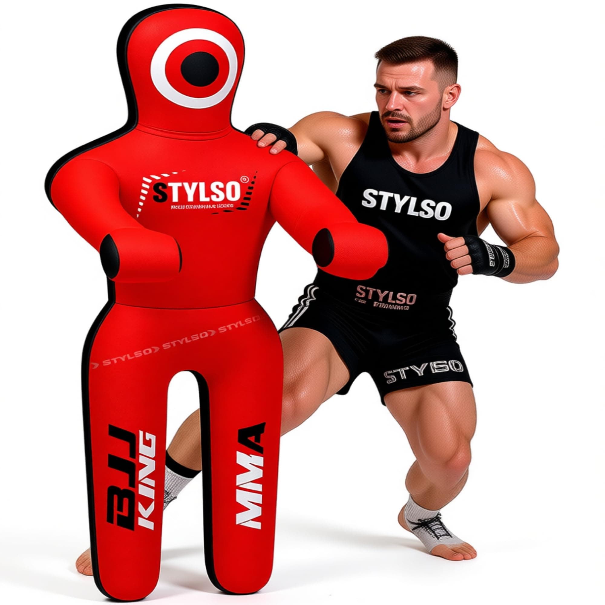Wrestling Dummy Grappling Dummies - Brazilian Jiu Jitsu, Mixed Martial Arts, BJJ, MMA, Boxing, Judo Karate Training - Standing - 5ft/60 6ft/72 Black - Blue - Red - Yellow