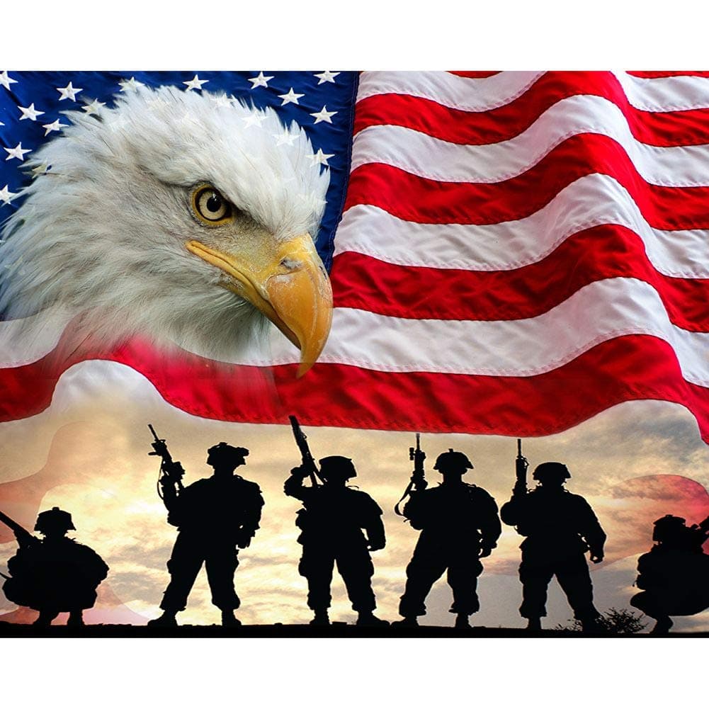 Bemaystar DIY 5D Diamond Painting Kits for Adults Round Drill Diamond Art for Home Wall Decor Christmas Eagle and People 15.7x11.8in