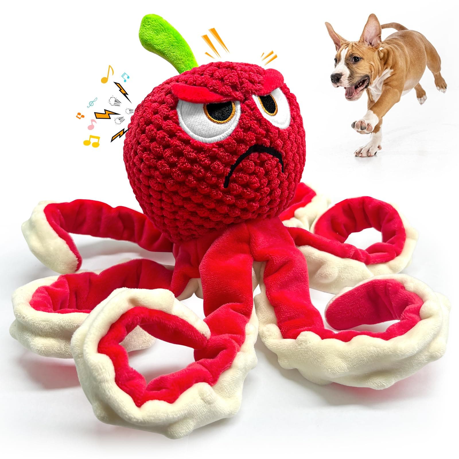 Squeaky Dog Toys Octopus -Plush Stuffed Dog Chew Toys with Soft Fabric for Small Medium and Large Dogs,Interactive Tug of War Puppy Toys to Keep Them Busy