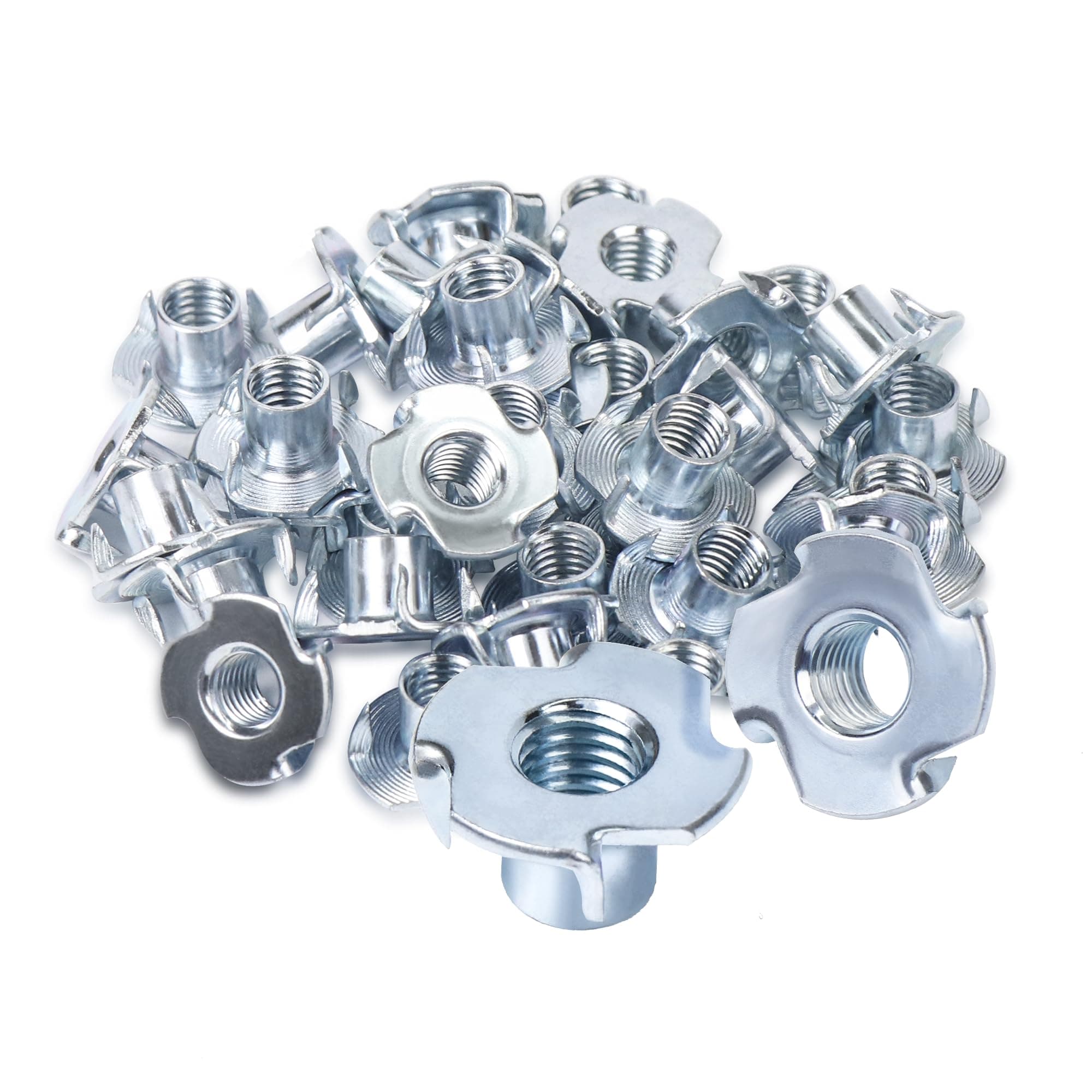 50 Packs M10 Threaded Insert T-Nuts, 4 Pronged Tee Nut for Rock Climbing Holds and Woodworking