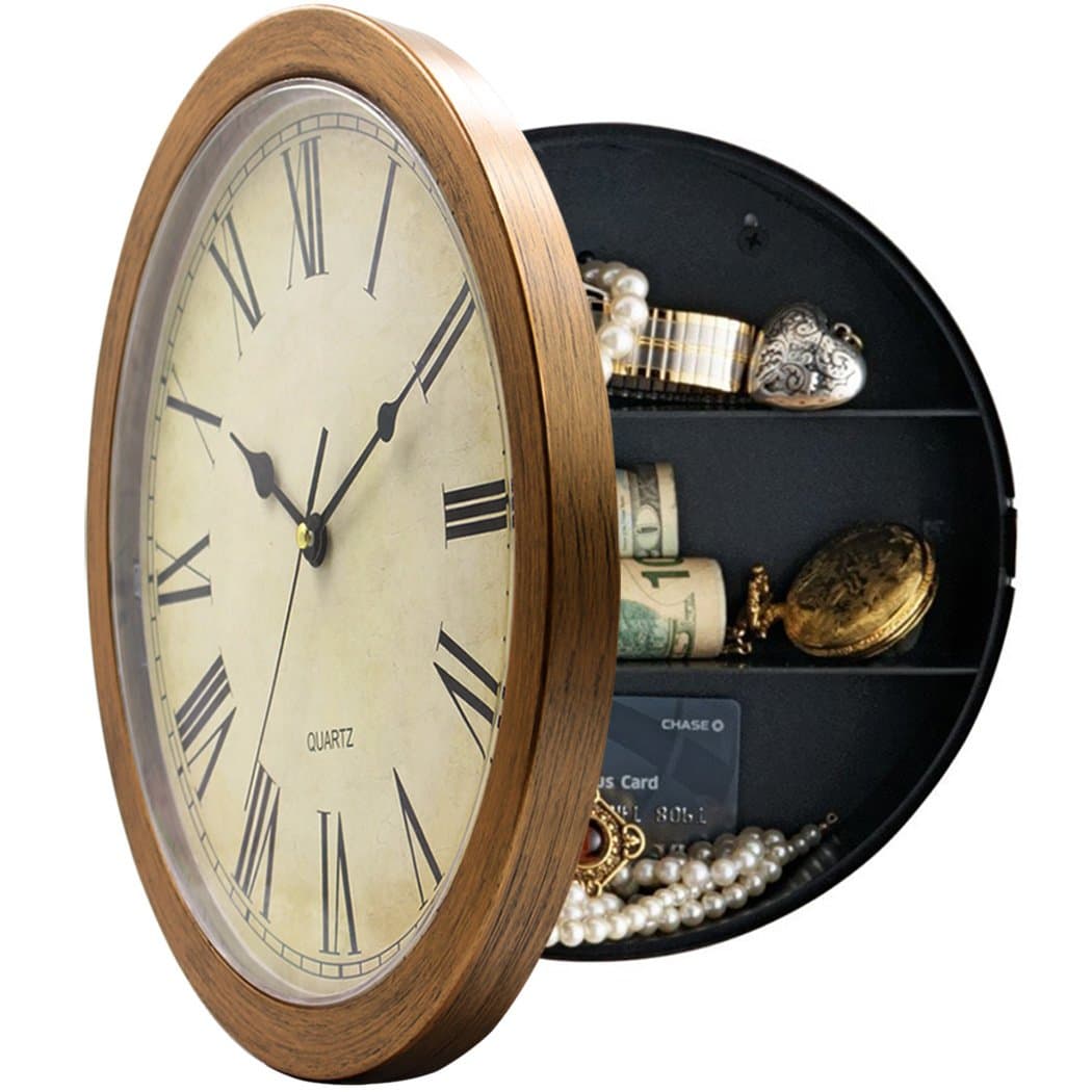 MAGHO 10 Inch Plastic Wall Clock with Hidden Compartment, Wall Clock Diversion Safe with Secret Interior Storage for Jewelry, Cash, Valuables