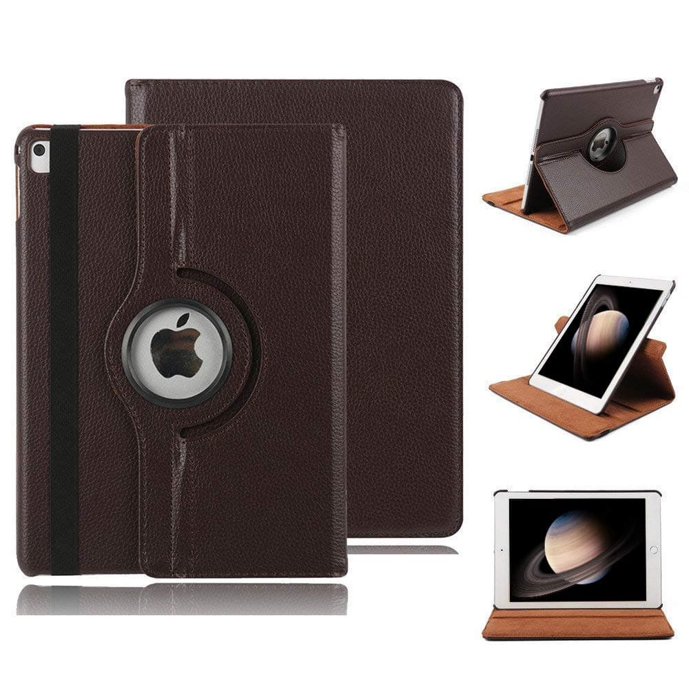TGK Rotating Cover for iPad Pro 12.9 Inch 2017/2015 Release [1st & 2nd Gen] Model : A1670/A1671/A1584/A1652 - Brown 360 Degree Auto Sleep/Wake Leather Smart Case