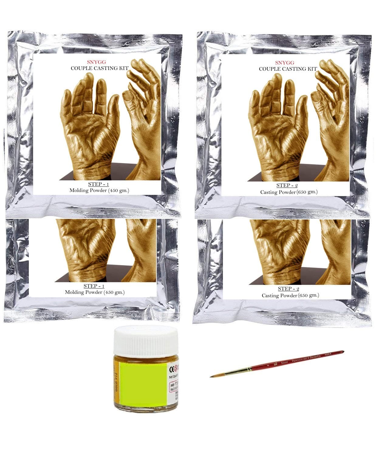 Snygg 3D Couple Casting Kit Molding Powder (900 Gm) Casting Powder (1300 Gm) for Hand Casting Foot Casting, Adult, Family Hand Impression Foot Impression, 3D Life Casting Kit(White)