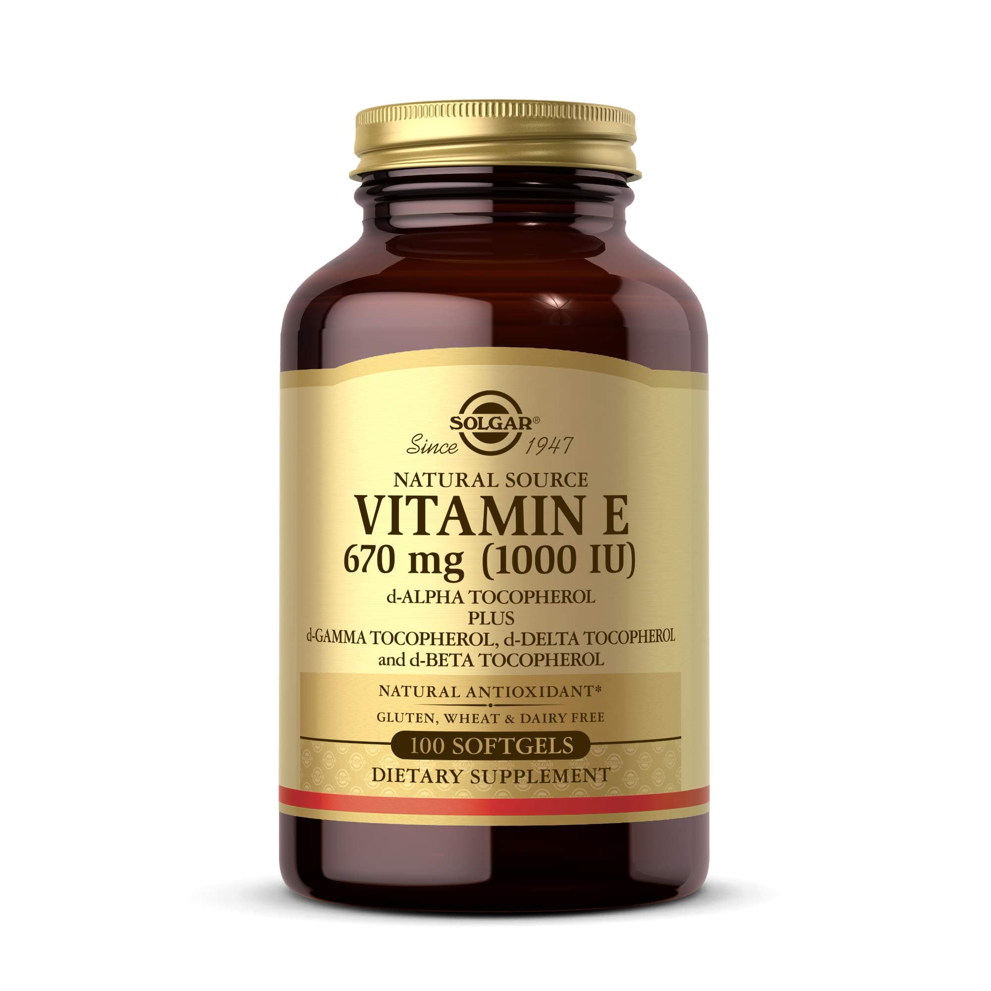 Vitamin E 670 mg (1000 IU), 100 Mixed Softgels - Natural Antioxidant, Skin & Immune System Support - Naturally-Sourced Vitamin E - Gluten Free, Dairy Free - 100 Servings