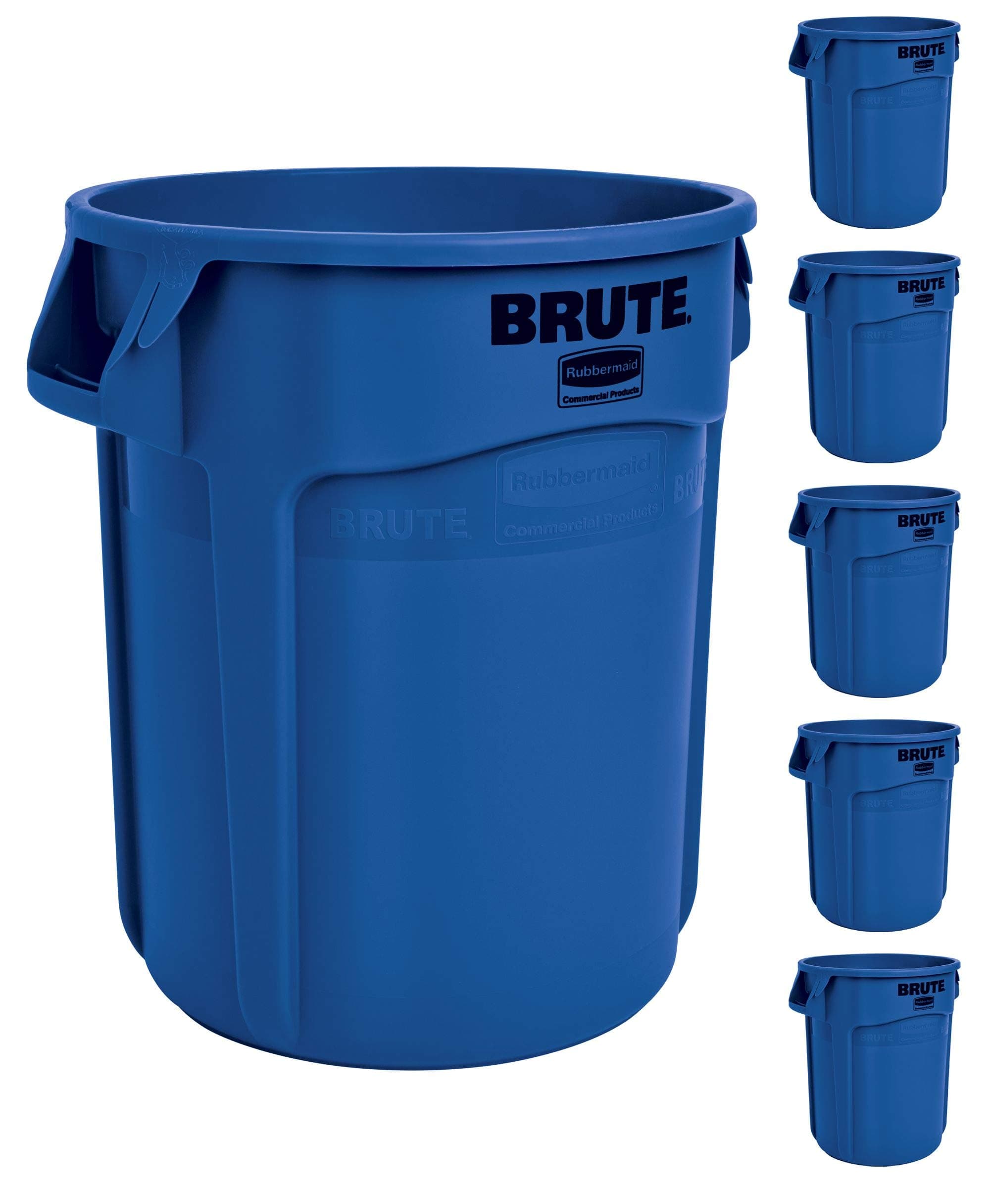 Rubbermaid Commercial BRUTE Heavy-Duty Round Trash/Garbage Can, 20-Gallon, Blue (6-Pack)(FG262000BLUE)