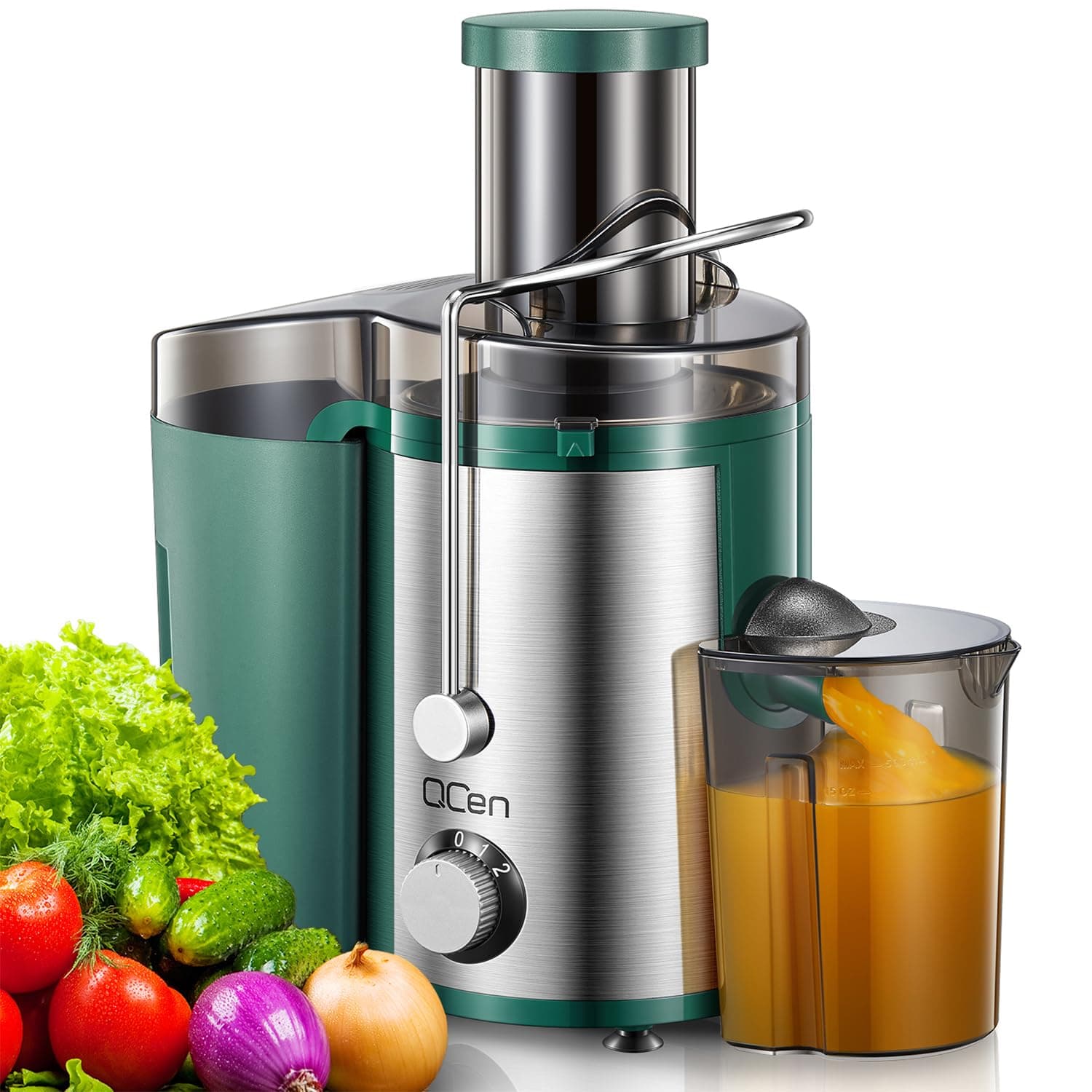 Juicer Machine, 800W Centrifugal Juicer Extractor with Wide Mouth 3” Feed Chute for Fruit Vegetable, Easy to Clean, Stainless Steel, BPA-free (Green)