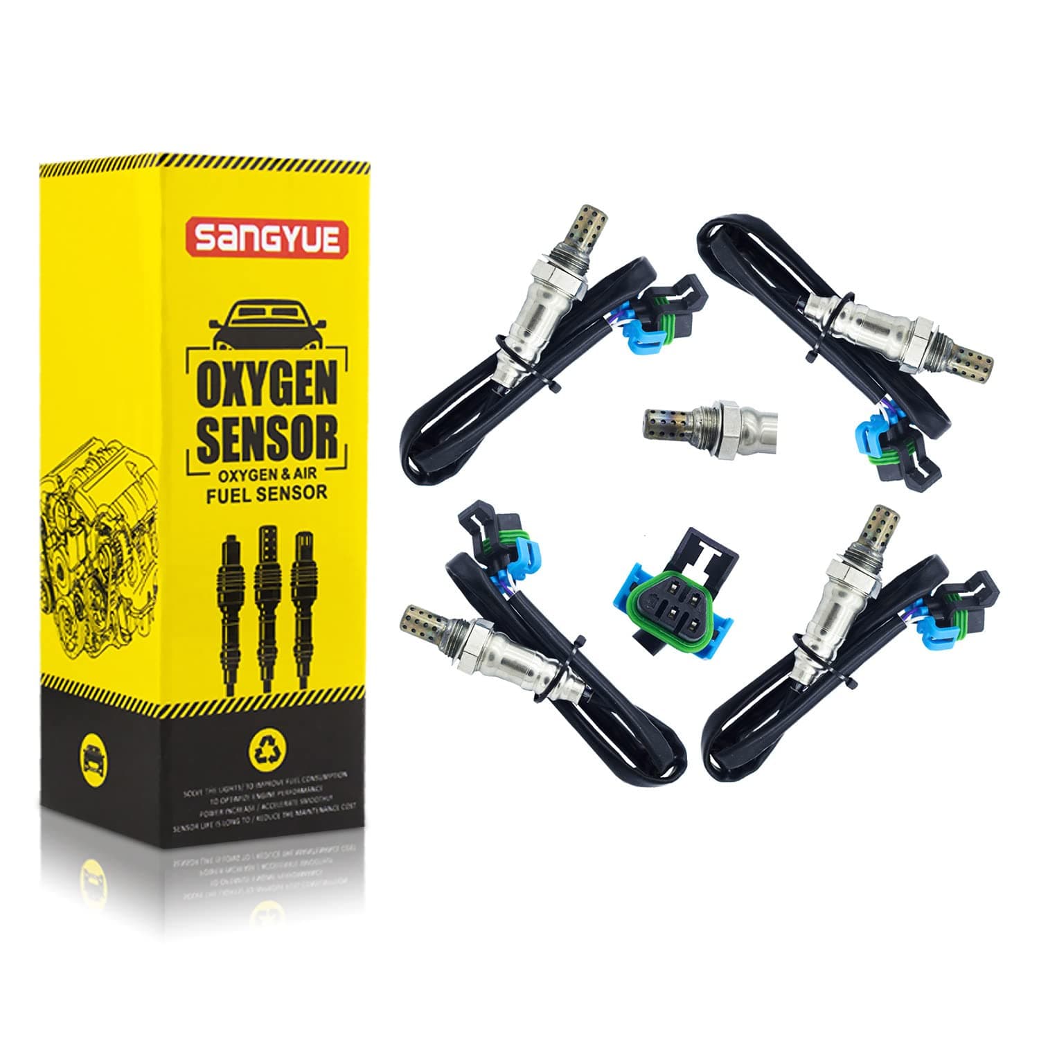 Oxygen O2 02 Sensor 1 & 2 for 2009 2010 2011 GMC Acadia Chevrolet Chevy Traverse Buick Enclave 3.0L 3.6L Upstream + Downstream 4PCS