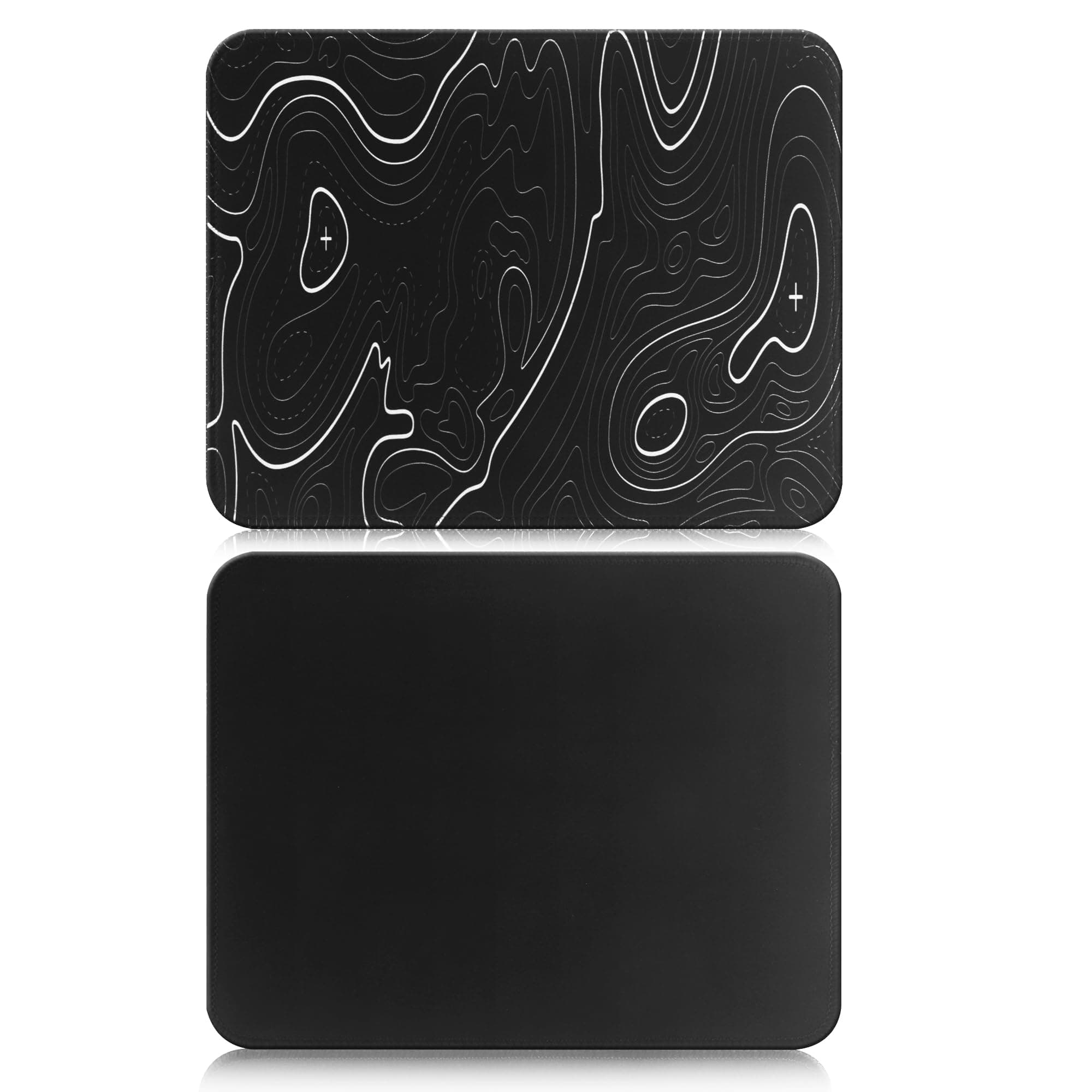 HoYiXi Mouse Mat 2 Pack (270 x 210 x 3 mm) - Waterproof, Stitched Edges, Non-Slip Rubber Base for Home Office Work - Black and Black Texture