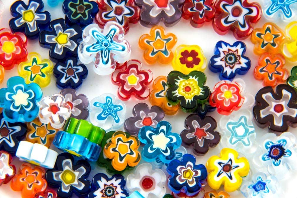 Devardi GlassCOE 90 Millefiori Hi-Def Premium Fire-Polished Flower mix. 2 oz, JTMM8 Fusing, Mosaic