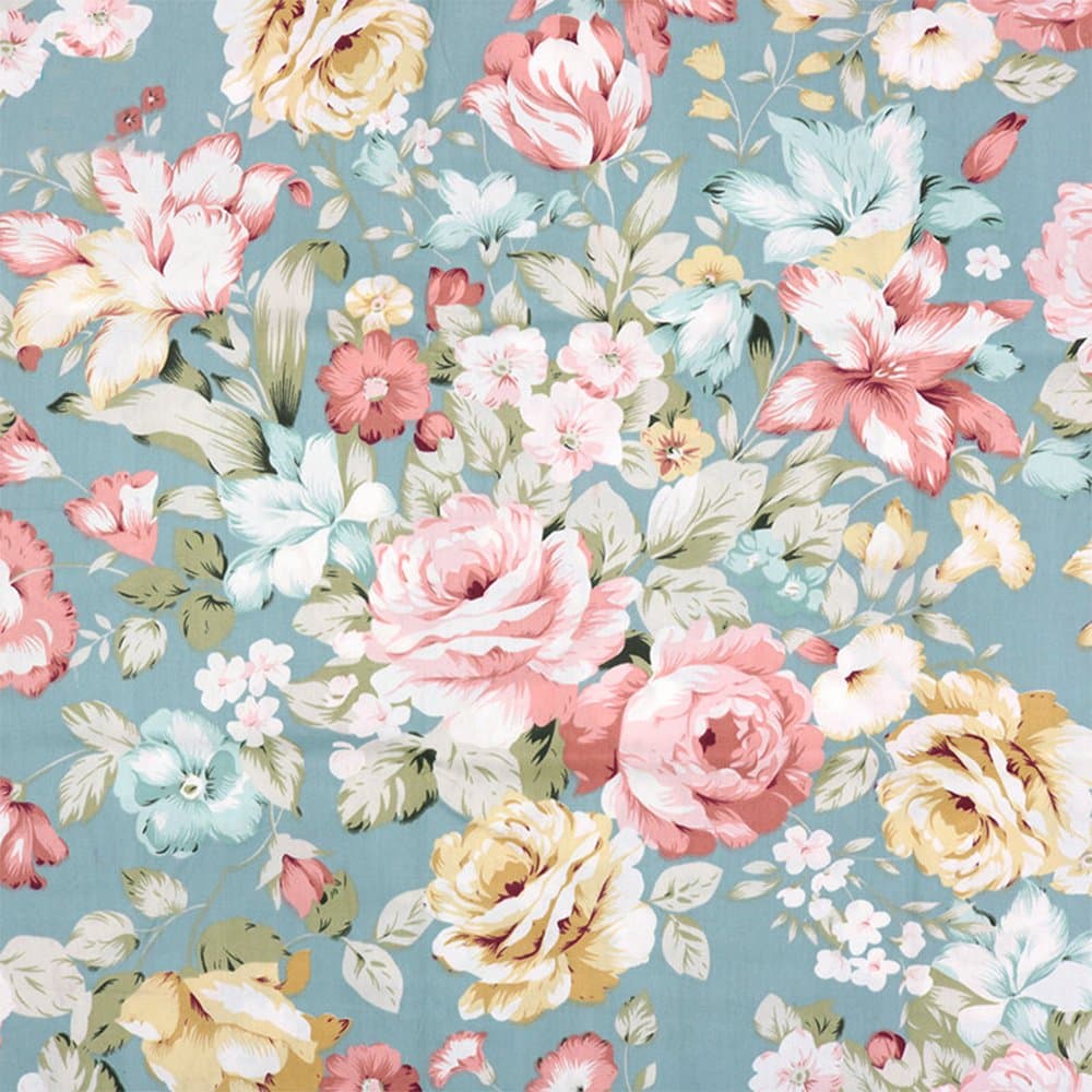 Hanjunzhao Vintage Floral Print Fabric by The Yard, Precuts Cotton Fabric 39 by 63 inches for Quilting, Sewing, Crafts, Home Décor (Green)