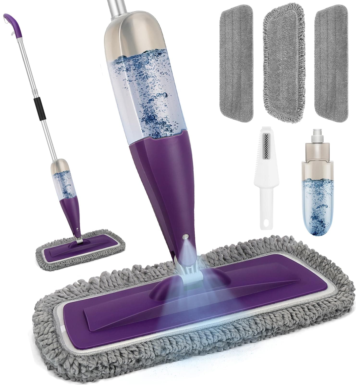 CLDREAM Spray Mop for Cleaning with 3 Washable Pads - Wet Dry Microfiber Mop with 800 ml Refillable Bottle for Kitchen Wood Hardwood Laminate Ceramic Tiles Floor Dust Cleaning