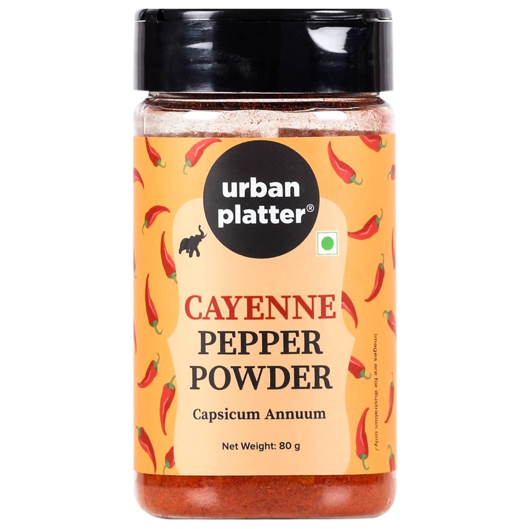 Urban Platter Cayenne Pepper Powder | Spicy & Flavorful Capsicum Annuum | All-Natural, Non-GMO, Vegan | Perfect for Cooking, Seasoning, Marinades & Savory Recipes | 2.82 Oz (80g)