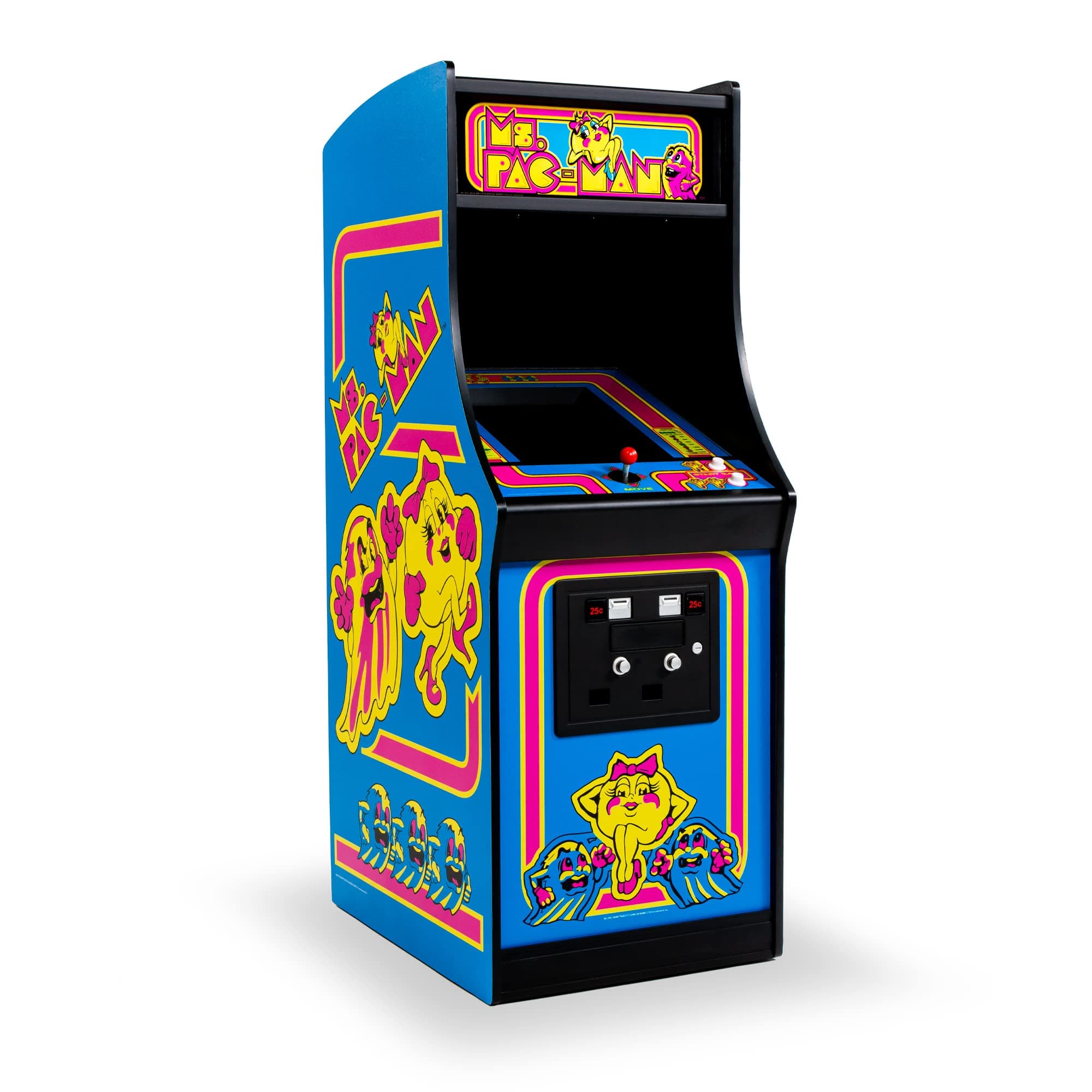 Quarter Arcades Official Ms. PAC-MAN 1/4 Sized Mini Arcade Cabinet by Numskull – Playable Replica Retro Arcade Game Machine – Micro Retro Console