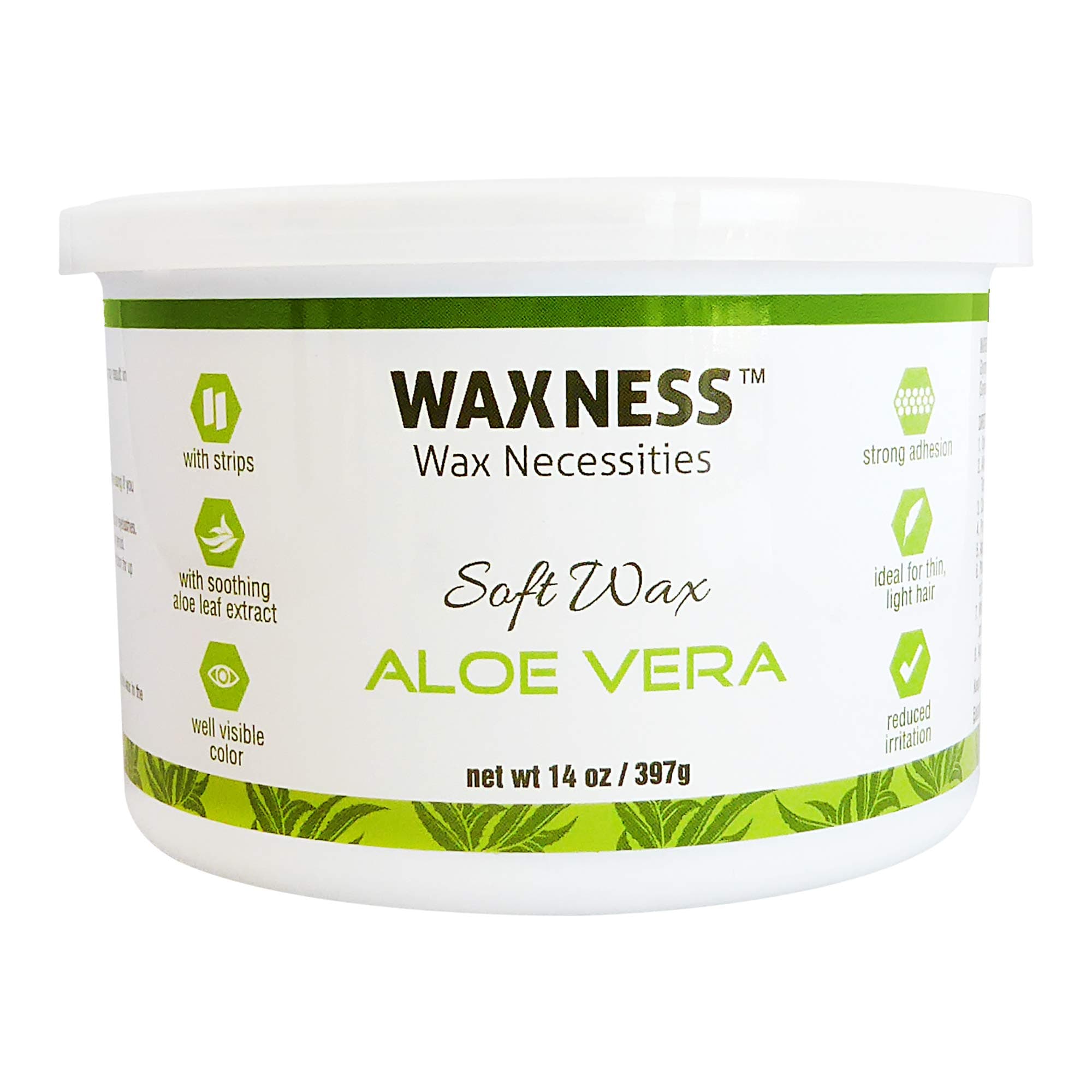 Soft Wax Tin Aloe Vera 14 oz (400 g) – Professional Strip Wax with Aloe Vera for Face & Body, Smooth Application – Made in Italy