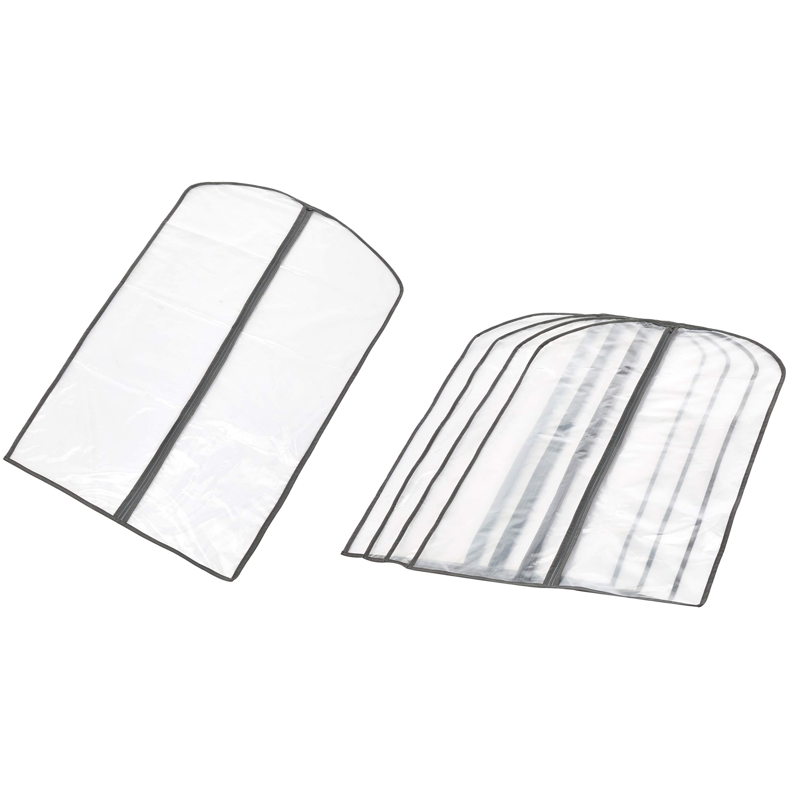 Amazon Basics Zippered Peva Garment Storage Bag, 5-Pack, White