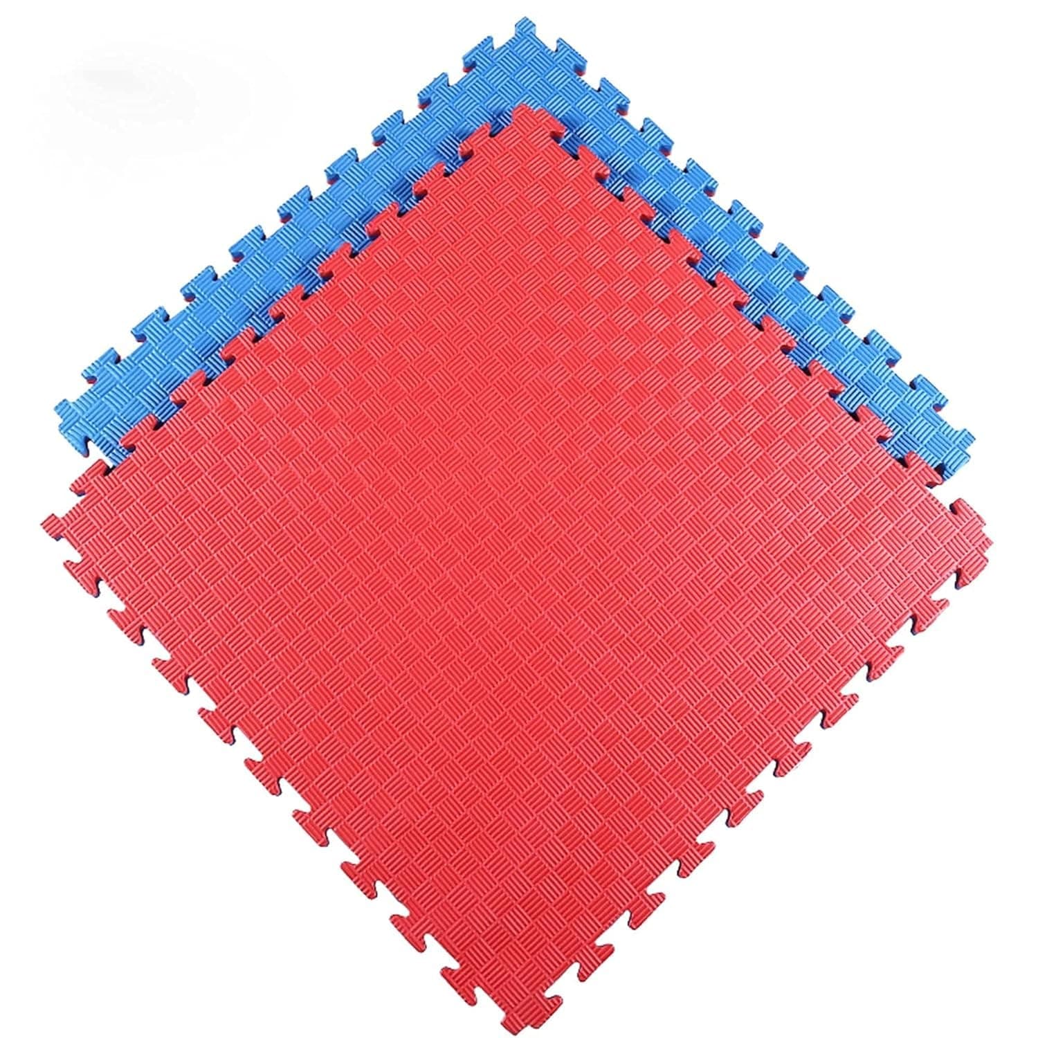 Imported Taekwondo Mats, Karate Training Gym Mat Interlocking Tile Reversible 25mm Thickness (1 TILE, BLUE - RED)
