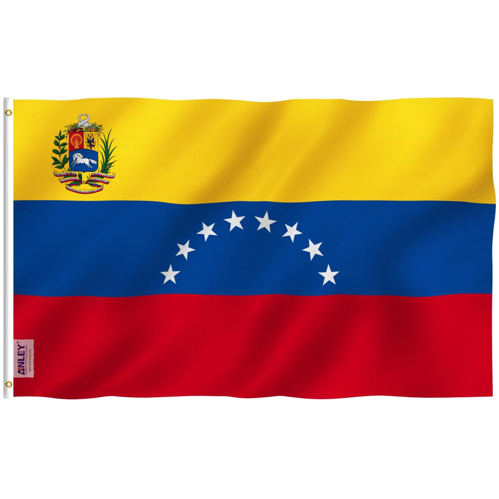 Anley Fly Breeze 3x5 Foot Venezuela 8 Stars Flag - Vivid Color and Fade proof - Canvas Header and Double Stitched - Bolivarian Republic of Venezuela Flags Polyester with Brass Grommets 3 X 5 Ft
