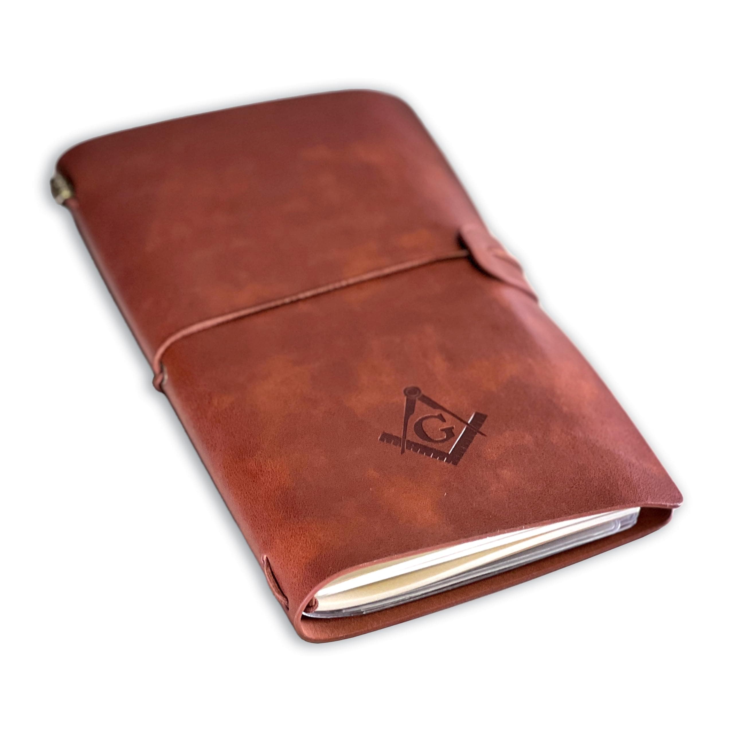 Square & Compass Masonic Leather Journal - [Brown]