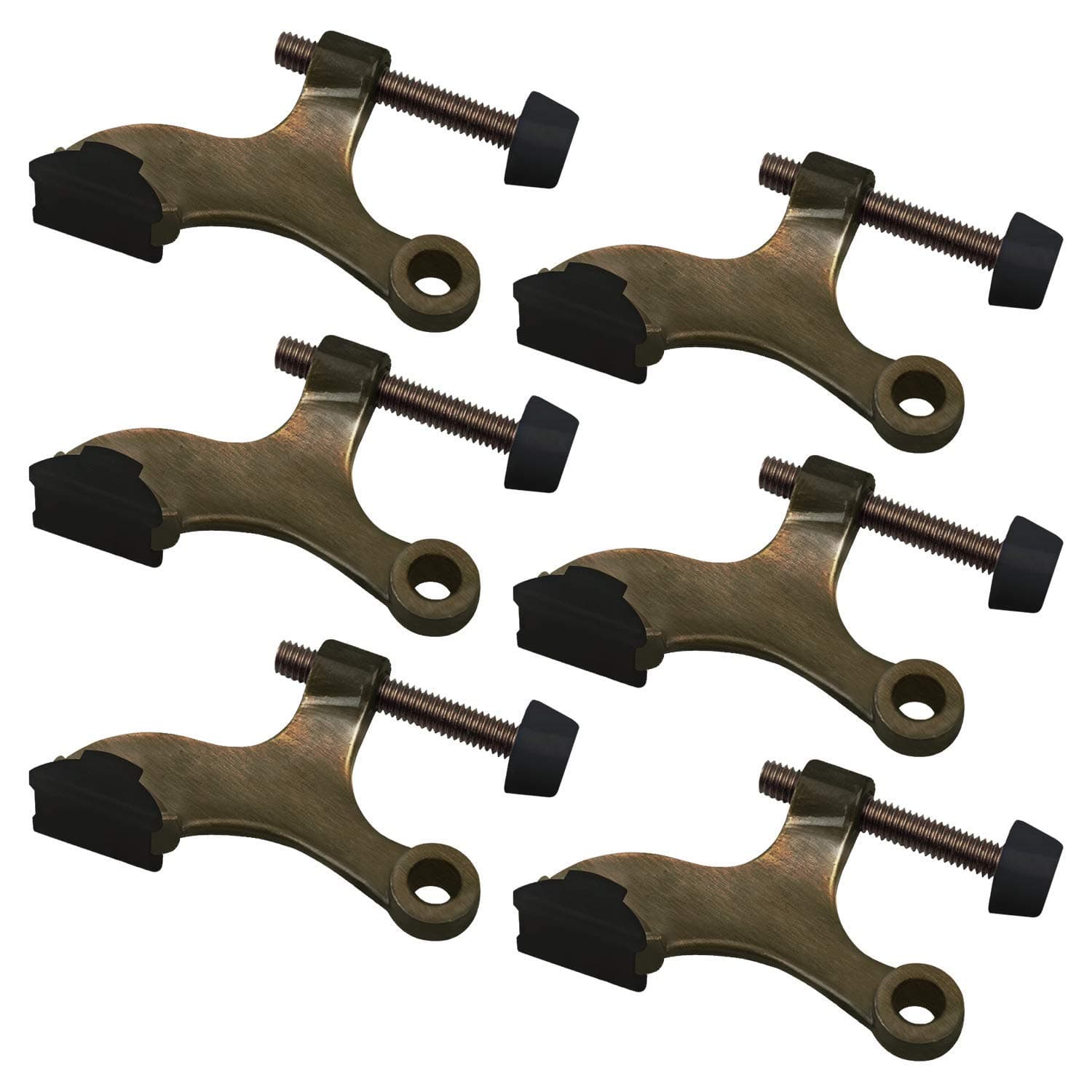 Nuk3y Hinge Pin Heavy Duty Adjustable Door Stop (6 Pack, Antique Brass)