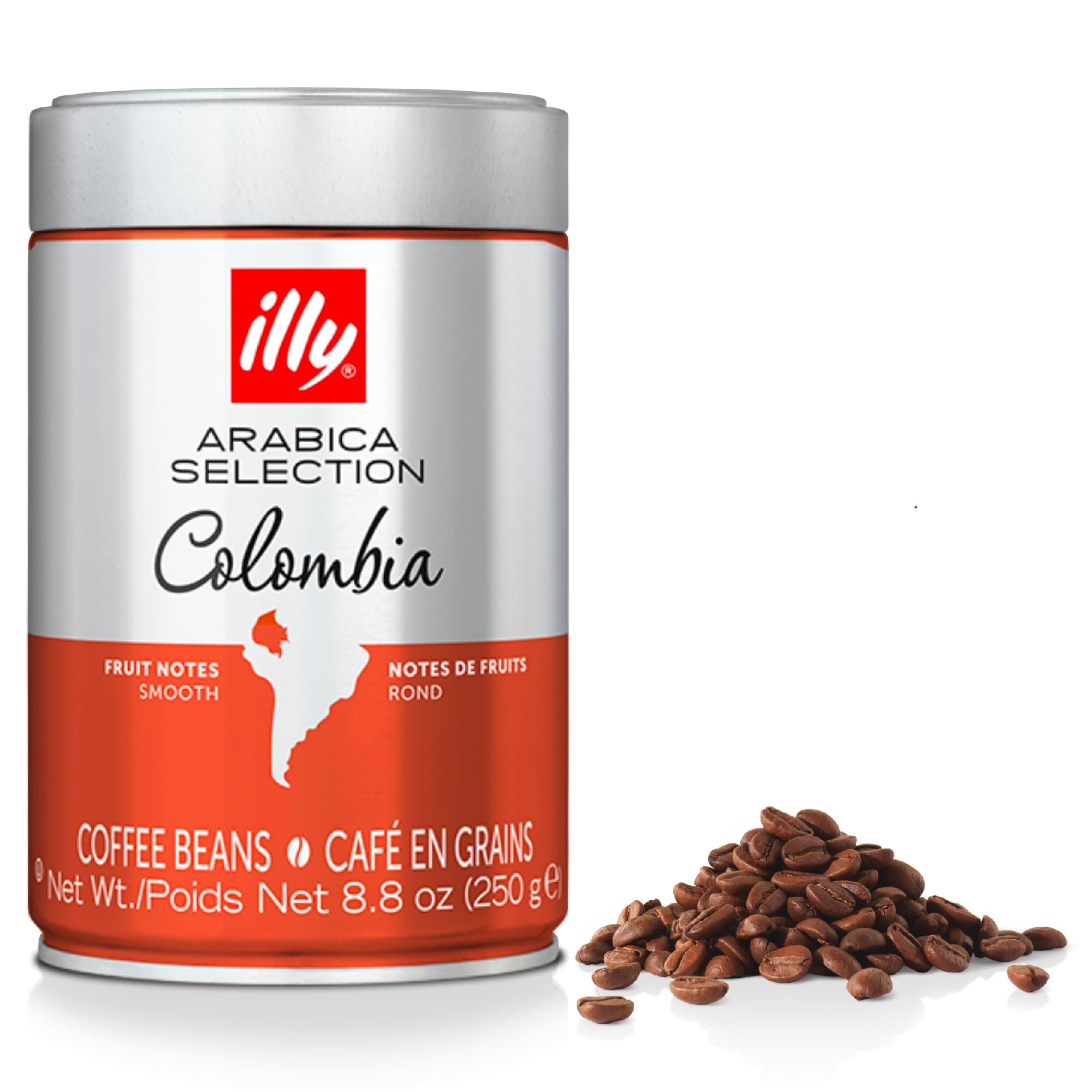 illy Colombia Coffee Beans, Medium Roast, 100% Arabica, Ideal for Moka Pots, Espresso & Filter, 250g Tin